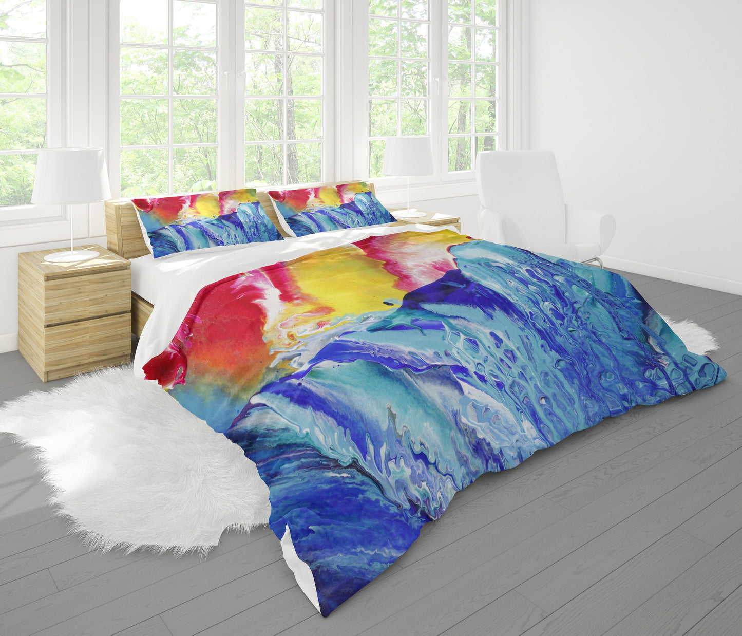 Ocean Duvet Cover or Comforter Artsy bedding Twin Queen King Dorm bedroom blue duvet aqua teal water abstract art beach ocean comforters