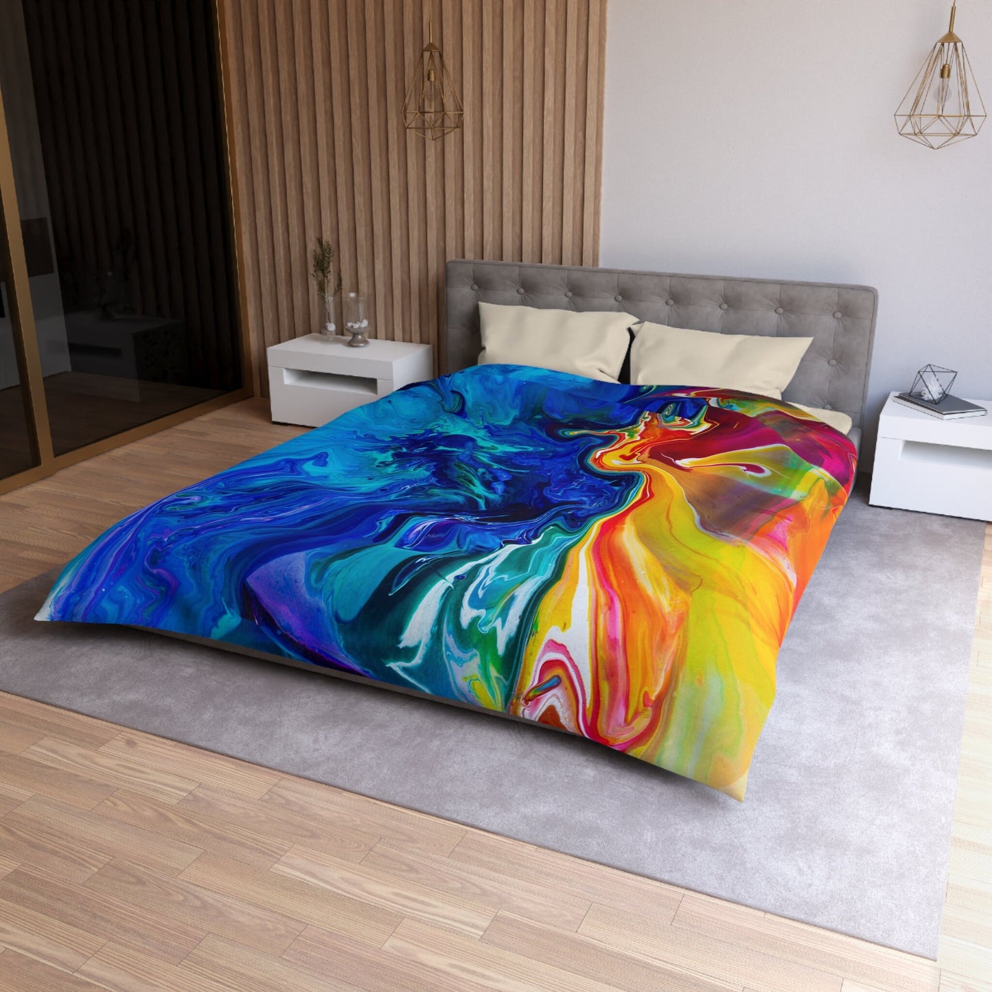Artsy Duvet Cover or Comforter Twin Queen King Dorm bedroom blue comforter yellow bedding sky ocean sea horse duvet ocean comforter