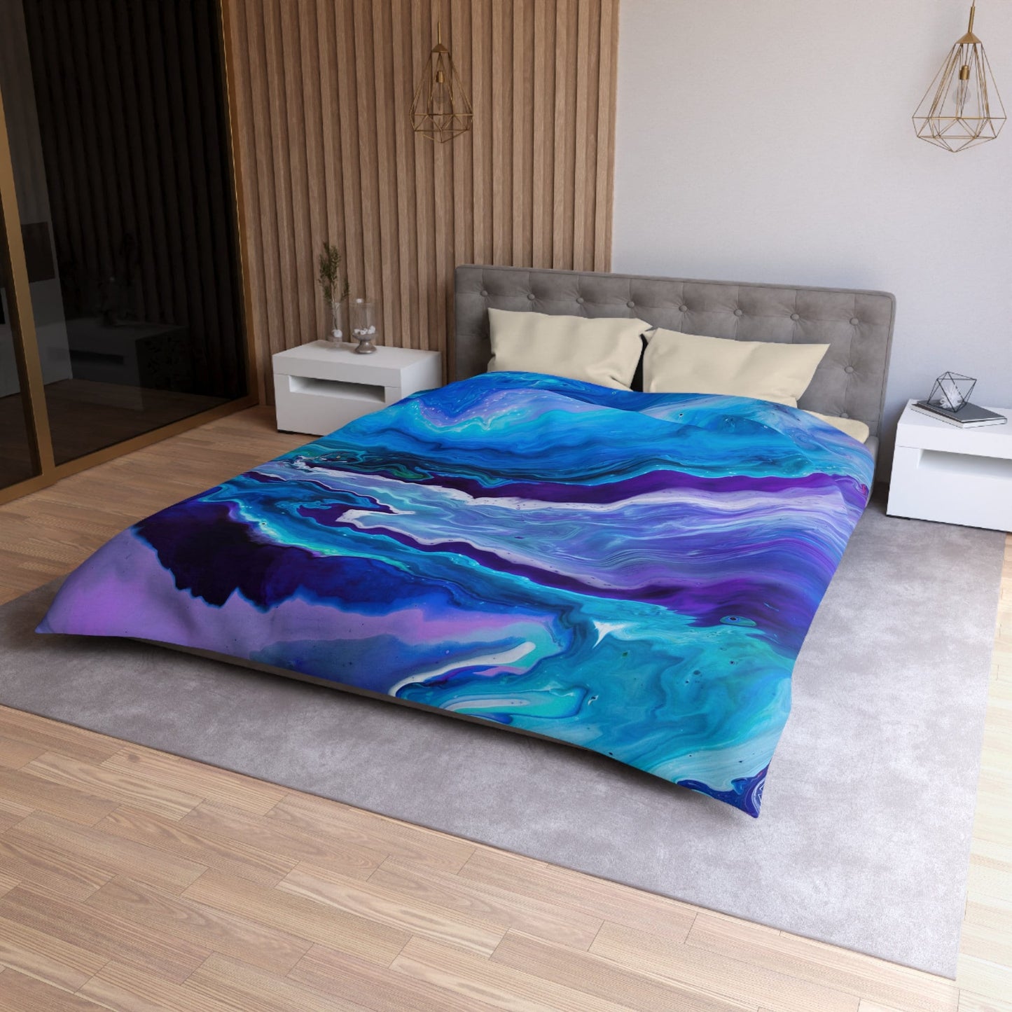Blue Duvet Cover or Comforter Artsy ocean bedding blue Twin Queen King abstract art ocean bedroom Unique gift sky aqua teal water