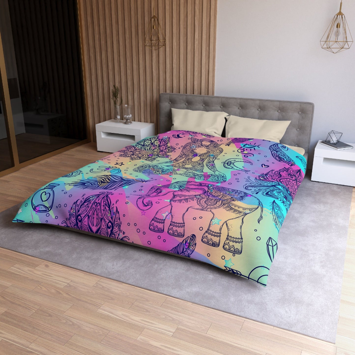 Boho Spiritual Comforter or Duvet Cover hippy bedding boho bedding spiritual comforter yoga comforter feather bedding elephant bedding