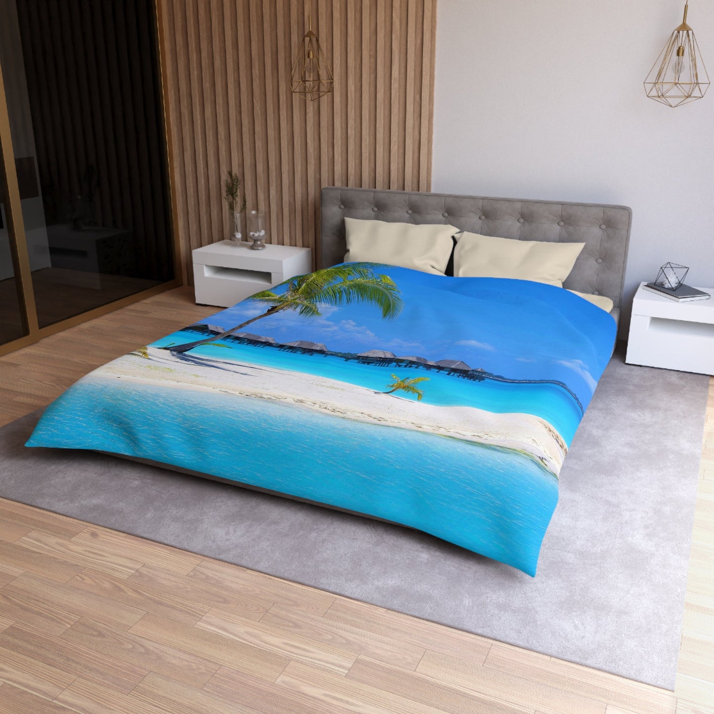 Island Comforter or Duvet Cover Beach comforters beachy duvet blue comforters island duvet palm trees comforter beachy decor beach duvet