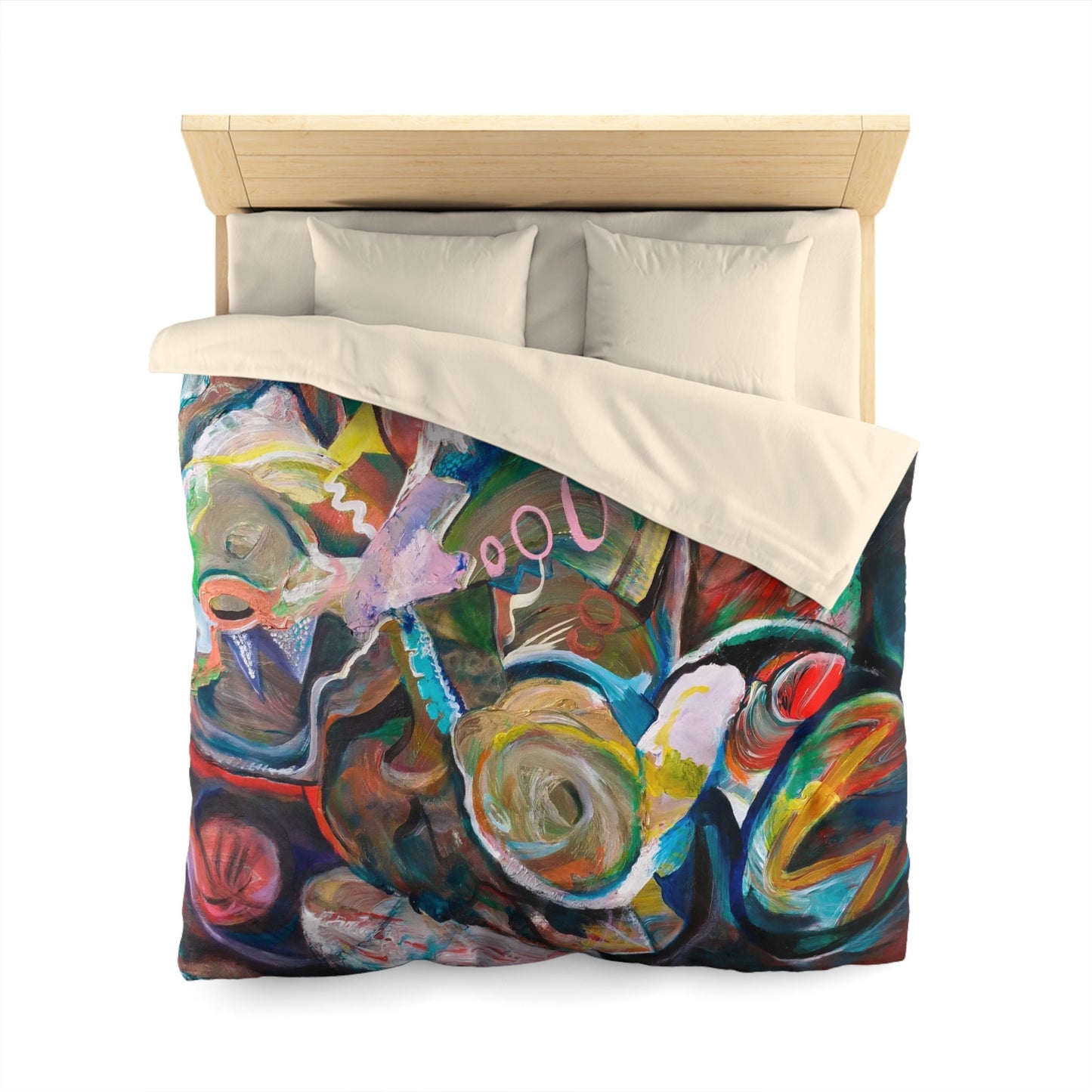 Abstract Art Duvet Cover or Comforter Artsy Colorful bedding Twin Queen King bed sets Unique gift red orange blue yellow artwork colorful