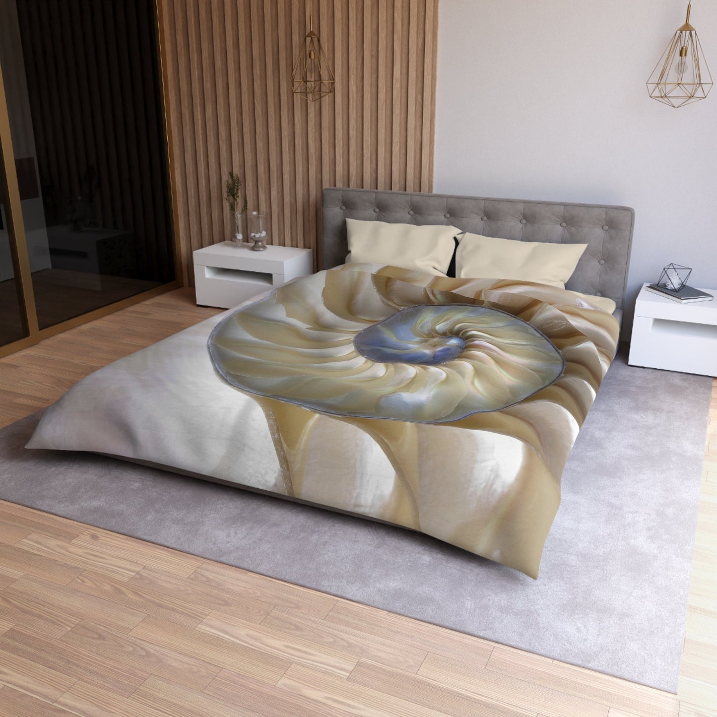 Nautilus Shell Comforter or Duvet Cover Ocean bedding fibonacci duvet beige comforter shell comforter golden ratio duvet light color bedding
