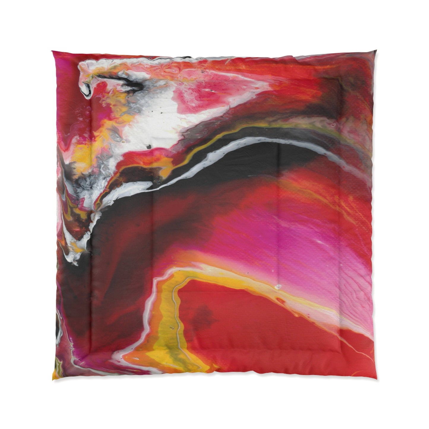 Red Abstract Duvet Cover or Comforter artsy bedding Twin Queen king red yellow black marble colorful duvet