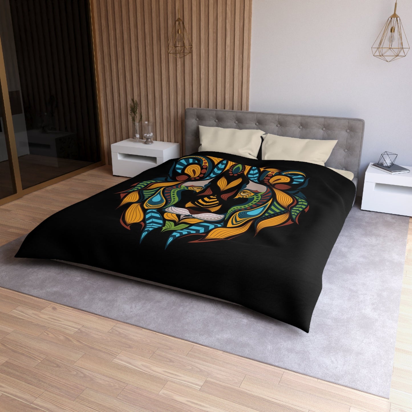Lion Head Comforter or Duvet Cover african bedding lions head bedding africa comforter tribal bedding