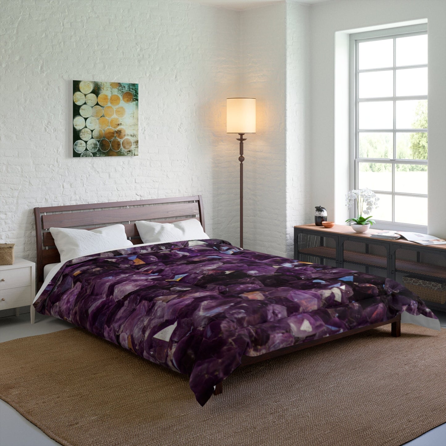 Amethyst Duvet Cover or Comforter purple bedding amethyst bedding crystal Twin Queen King purple bedroom purple duvet cover spiritual