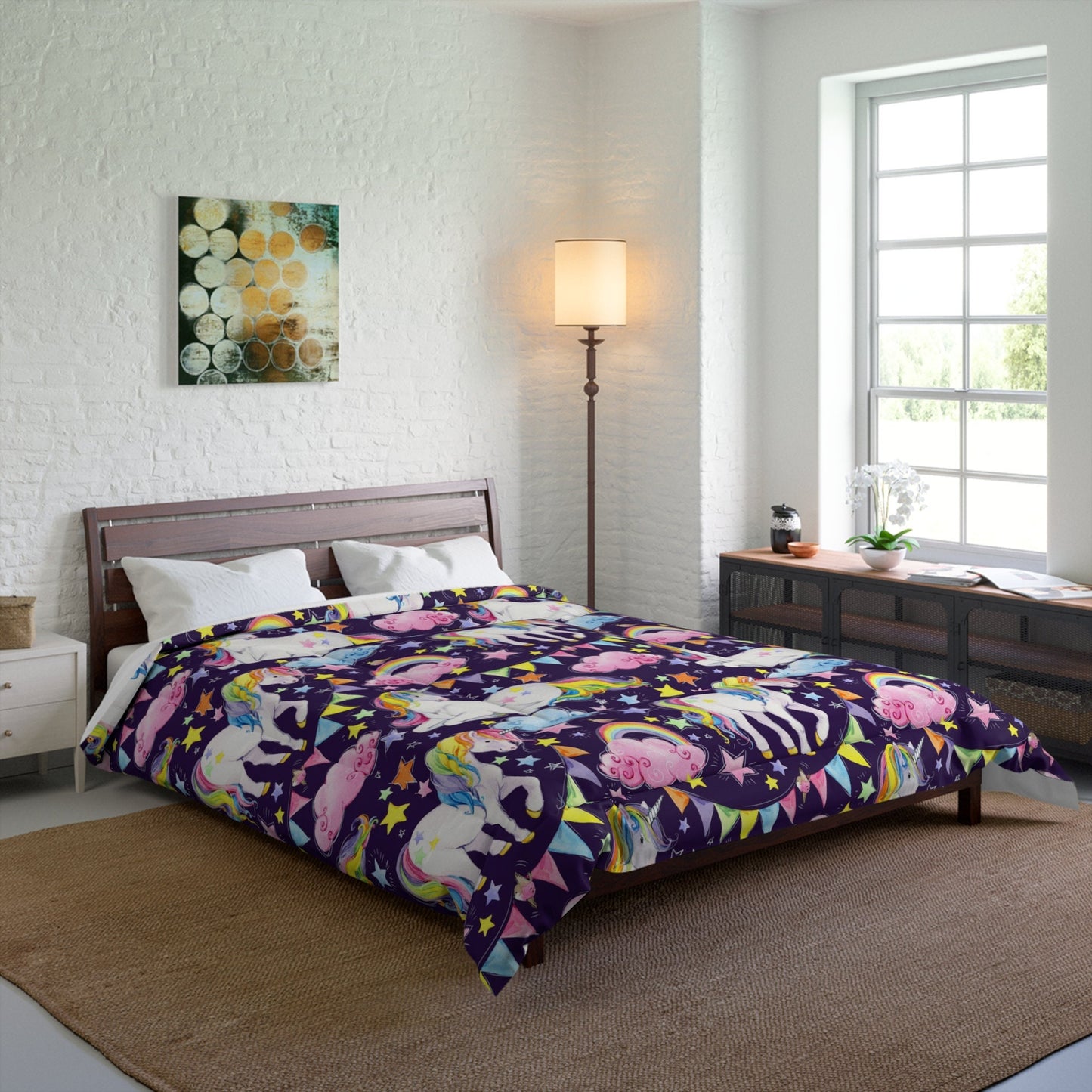 Unicorn Comforter or Duvet Cover Girls dark purple bedding girly unicorn comforter rainbow comforter rainbows duvet unicorns bedding unicorn