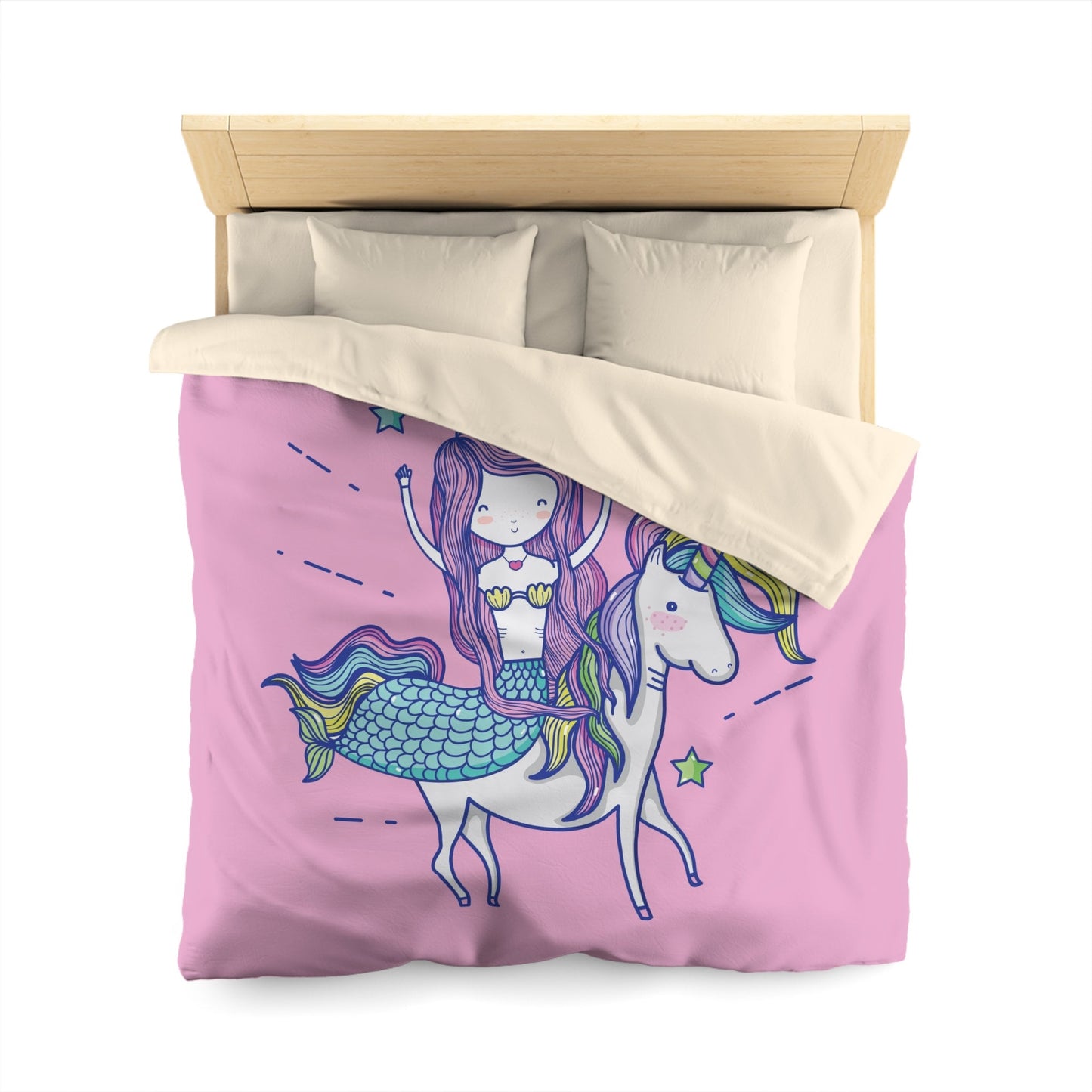 Pink Mermaid riding Unicorn Comforter or Duvet Cover girls bedding pink bedding unicorns comforter girly duvet kids comforter unicorn decor