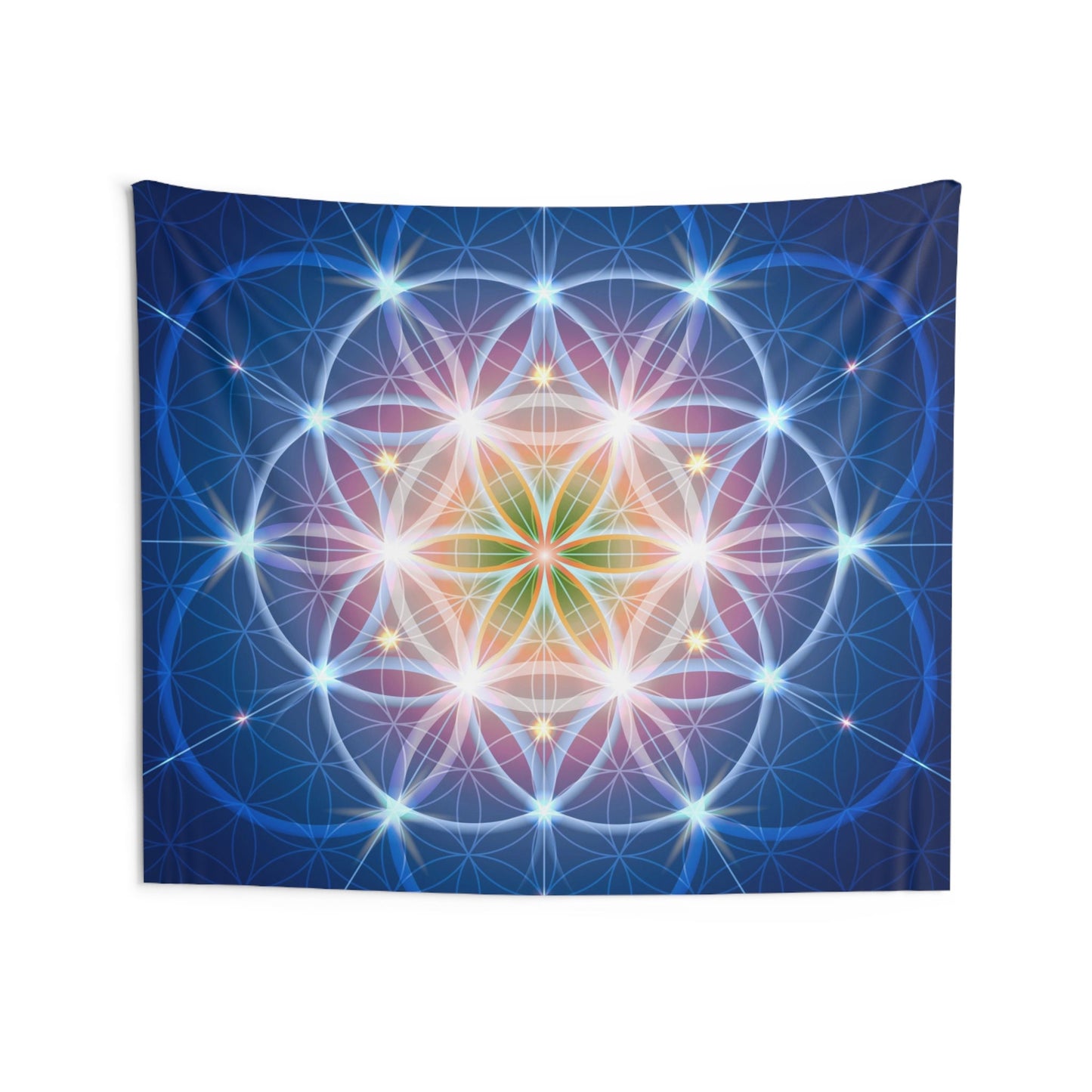 Blue Sacred Geometry Tapestry Spiritual Wall Hanging Flower Of Life Tapestries Sacred Geometry Tapestries Yoga Tapestry Blue Tapestry
