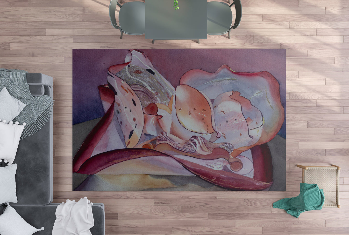 Pink Gray Abstract Art Rug modern Rug contemporary Rugs peach curvy Floor Rugs 3x5 4x6 5x7 5x8 8x10 9x12 Large rug