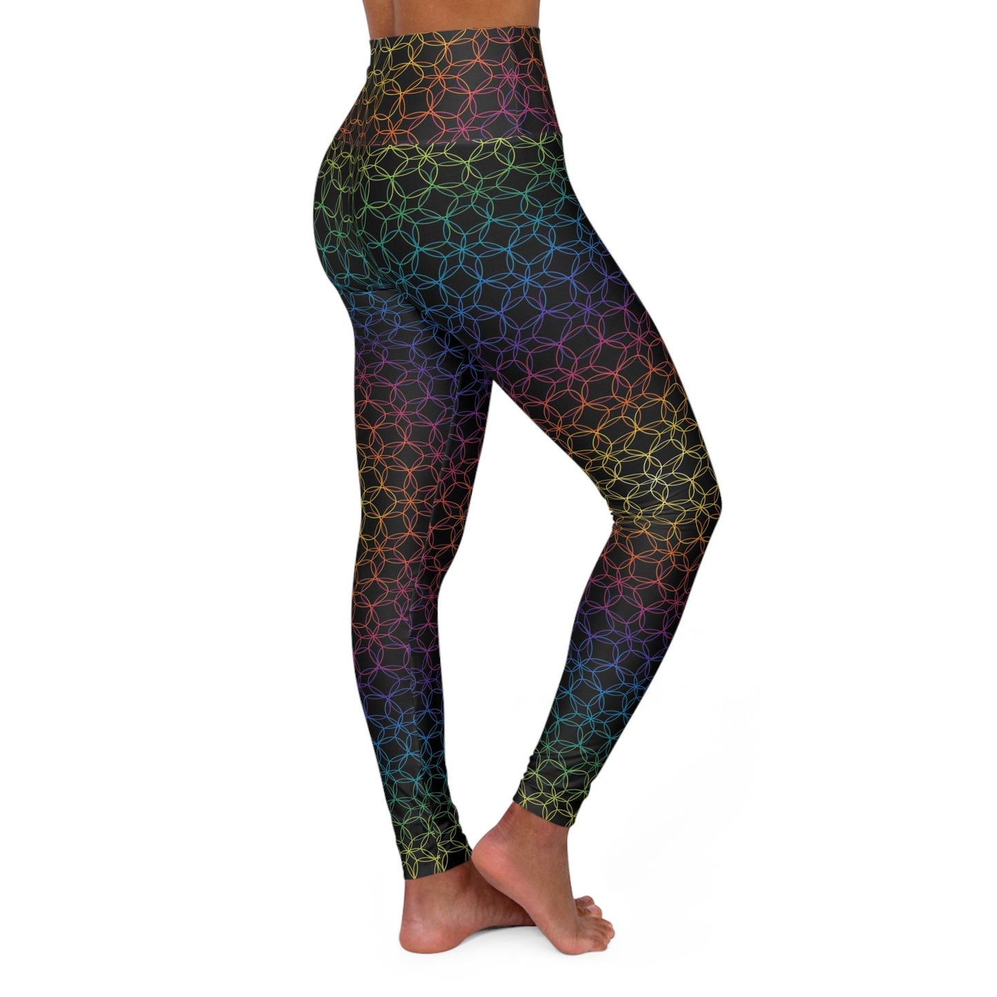 Sacred Geometry Yoga Pants rainbow black Leggings Yoga Leggins colorful Yoga Pants Spiritual Leggings