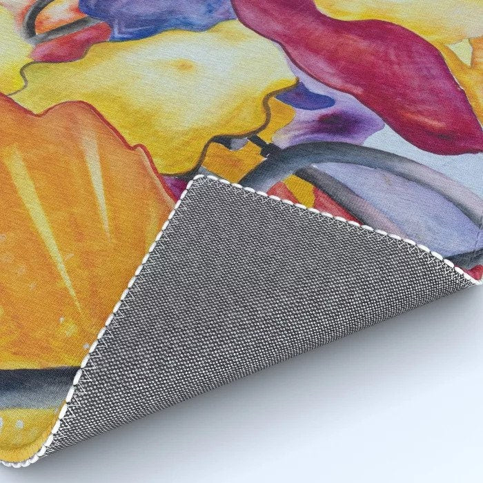 Orange Red Purple Yellow Abstract Art Rug modern Rug contemporary Rugs curvy Floor Rugs 3x5 4x6 5x7 8x10 9x12 Large rug