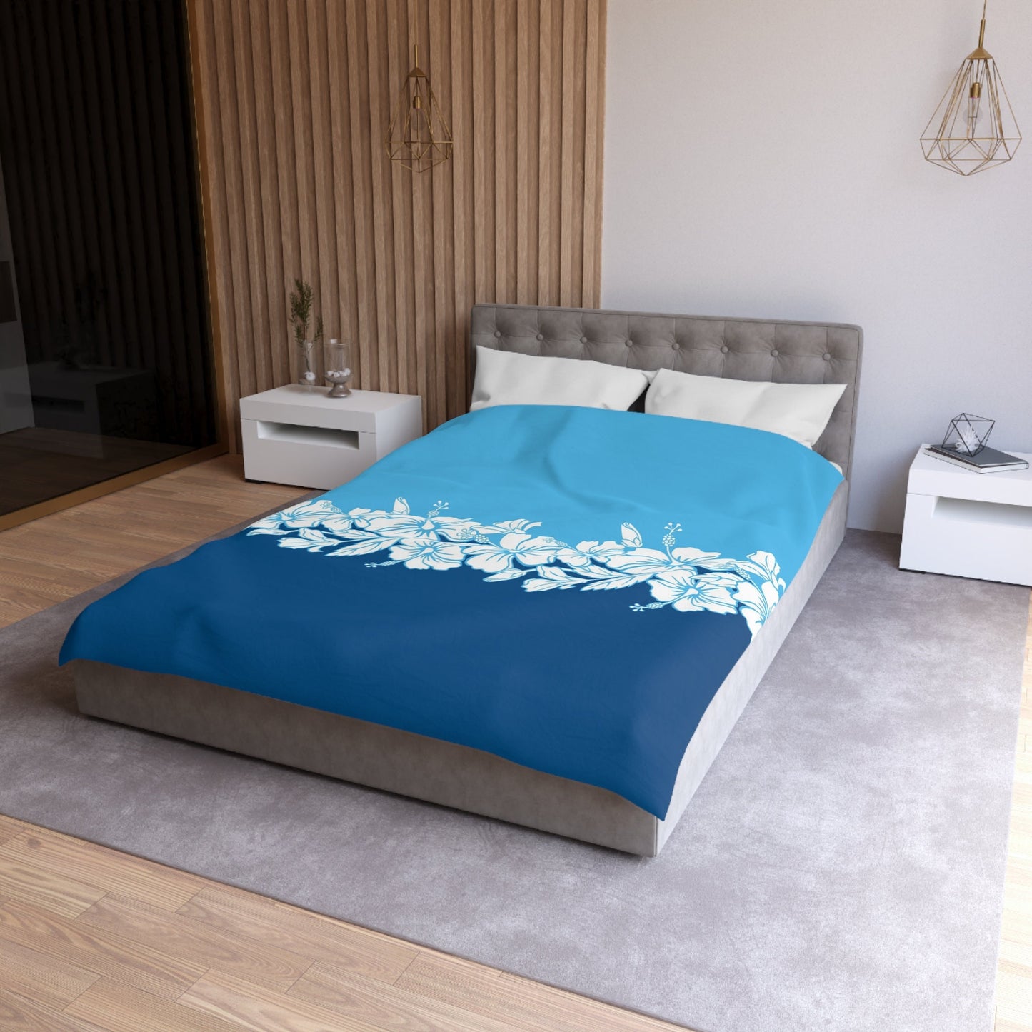 Hawaiian Hibiscus Blue Comforter or Duvet Cover Hawaii Flowers bedding tropical floral duvet florals comforter