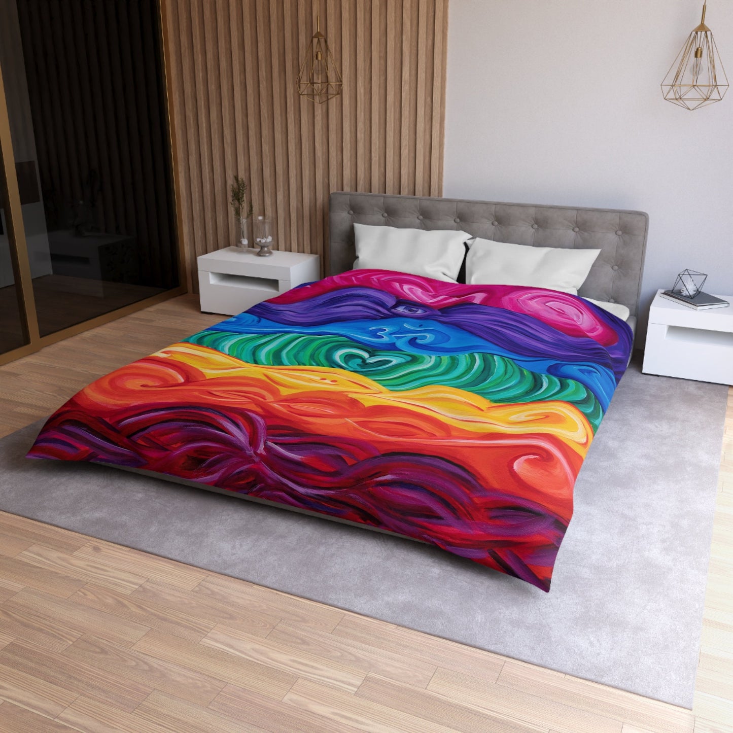 Chakra Duvet Cover or Comforter Spiritual Twin Queen King Chakras bedding sets Artsy Rainbow yoga hippy meditating heart Unique
