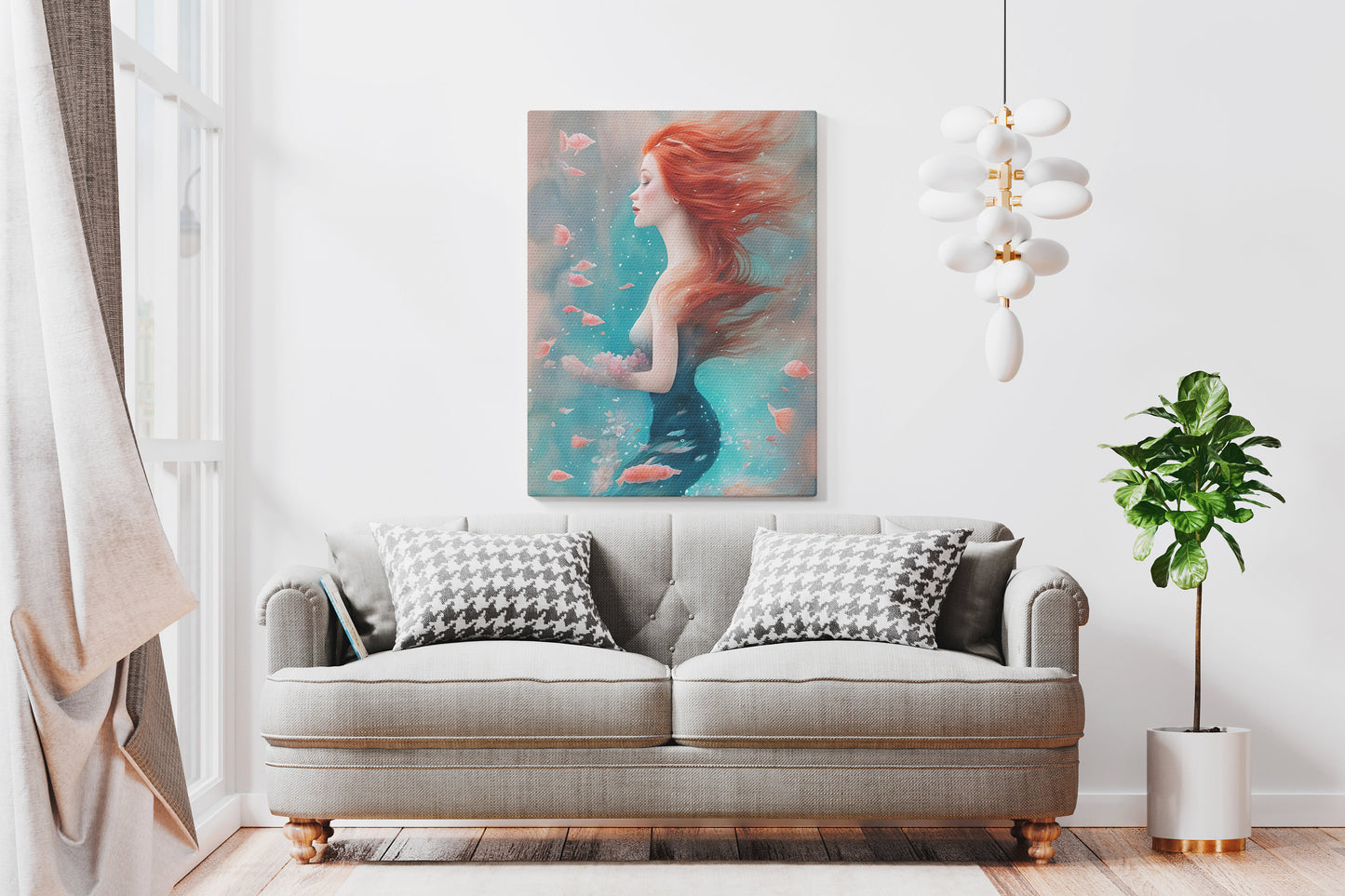 Mermaid Canvas Wrap Mermaids artwork sexy mermaid red hair wall art