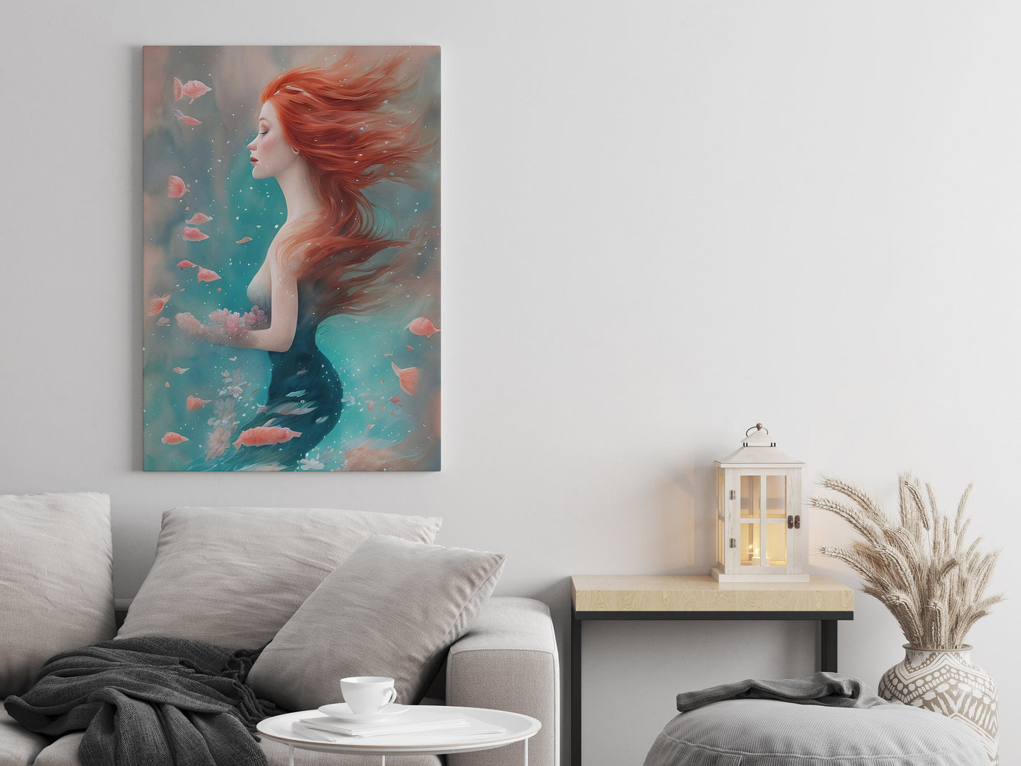 Mermaid Canvas Wrap Mermaids artwork sexy mermaid red hair wall art