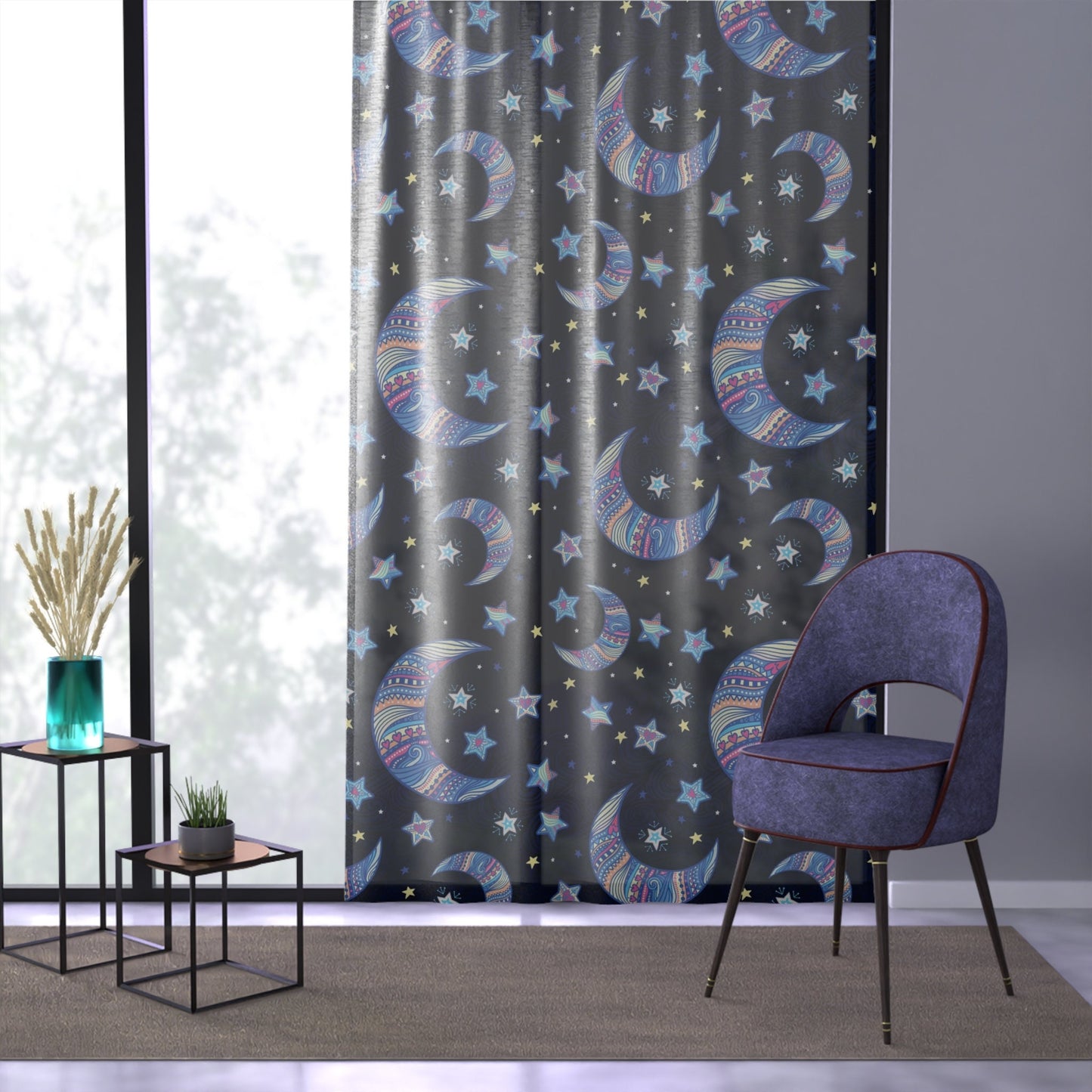 Moon Window Curtains star moons curtains celestial drapery moon window panels cute kids curtains blue curtain girly curtains stars curtains