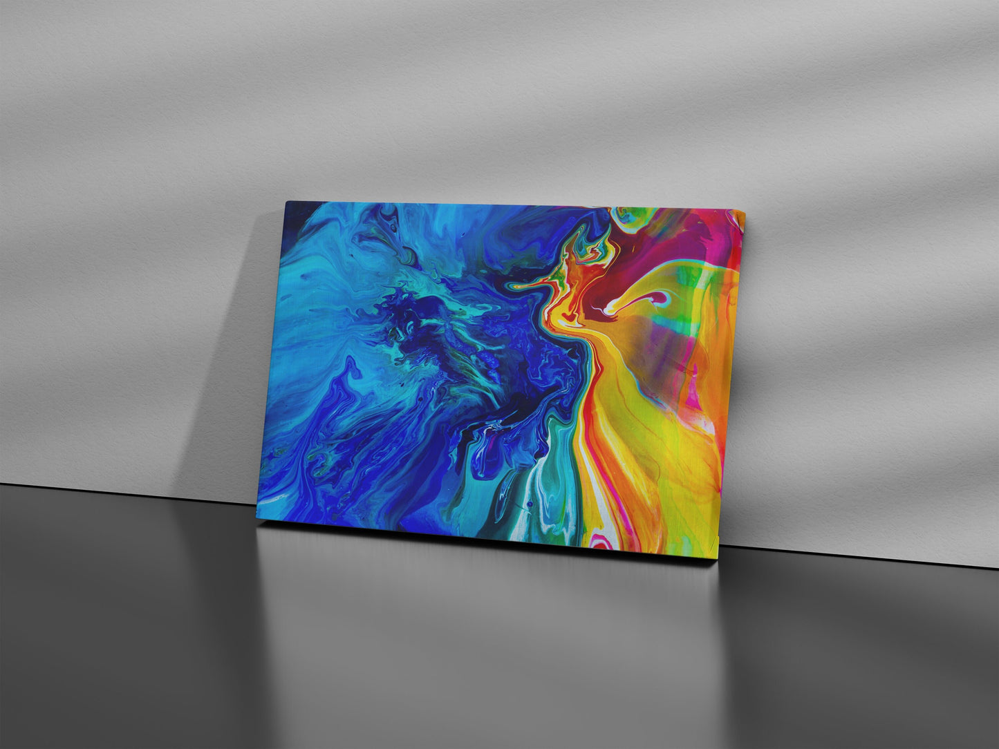 Abstract canvas or Framed Art or Art Print Artsy colorful blue yellow artwork seahorse ocean heart red