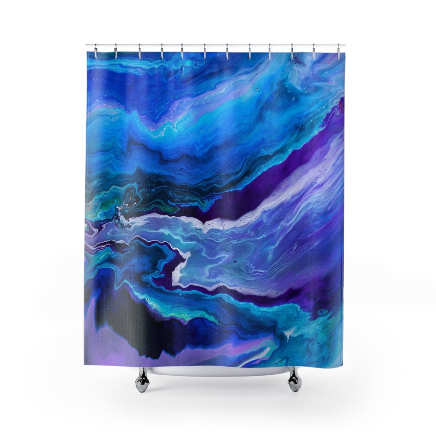 Blue & Purple Shower Curtain blue shower curtain abstract art blue bathroom decor teal aqua sky ocean shower curtain ocean bath rugs unique