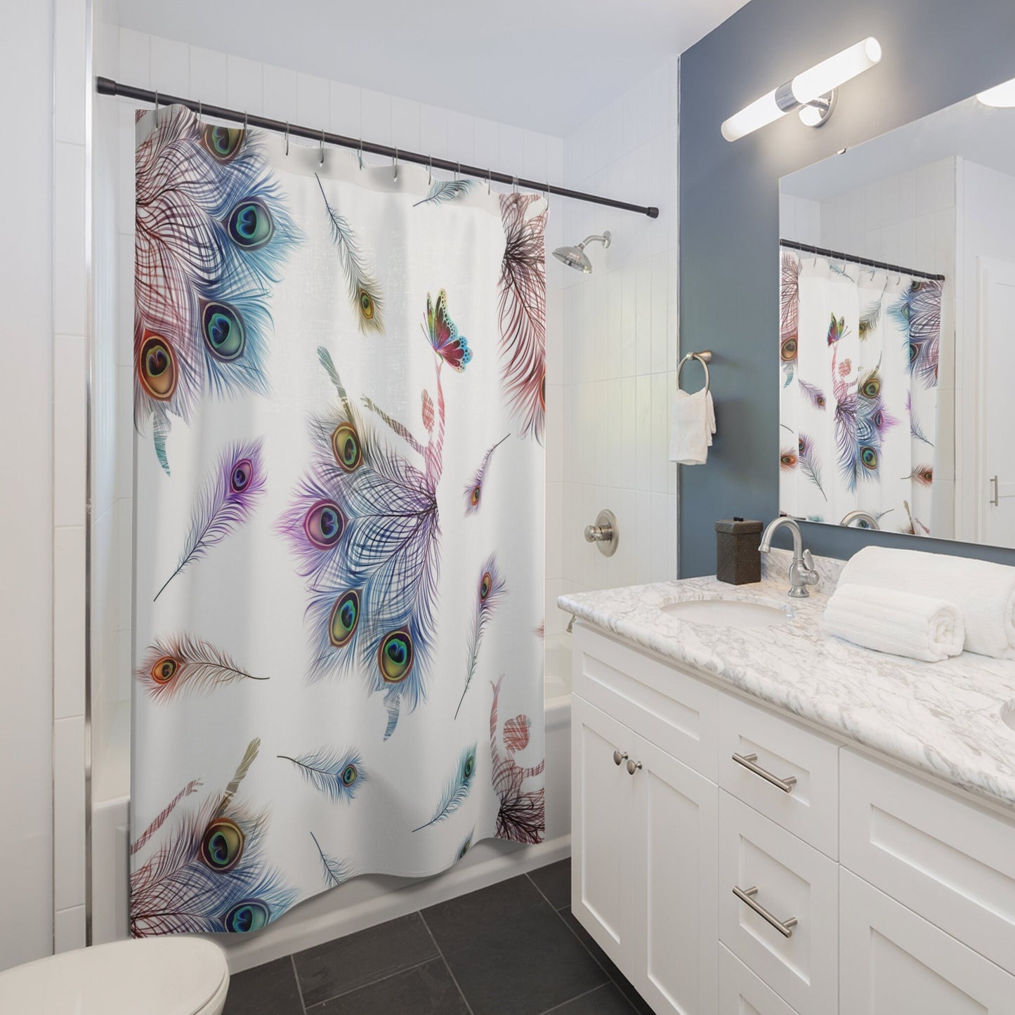 Peacock Dancer Shower Curtain girly shower curtains feathers shower curtain butterfly shower curtains ballerina shower
