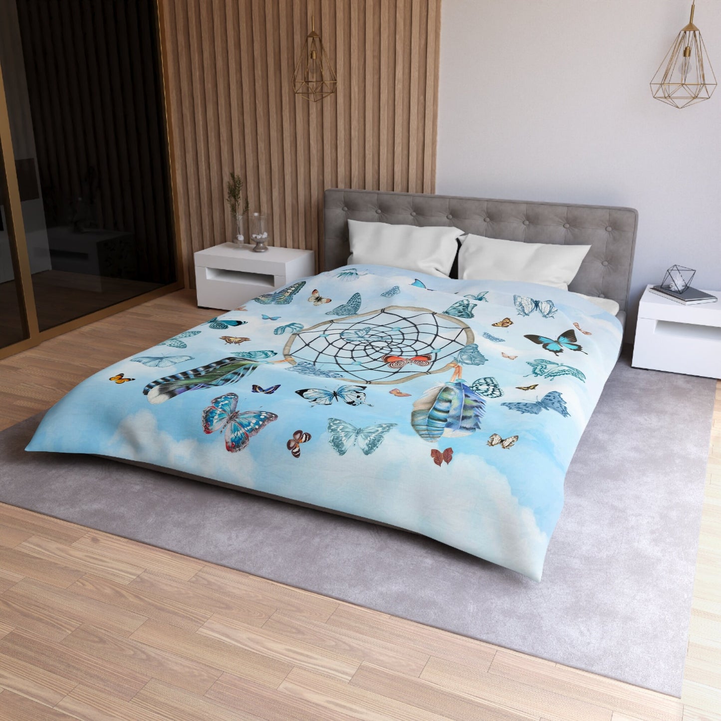 Butterfly Dream Catcher Duvet Cover or Comforter Blue butterflies bedding dream catcher