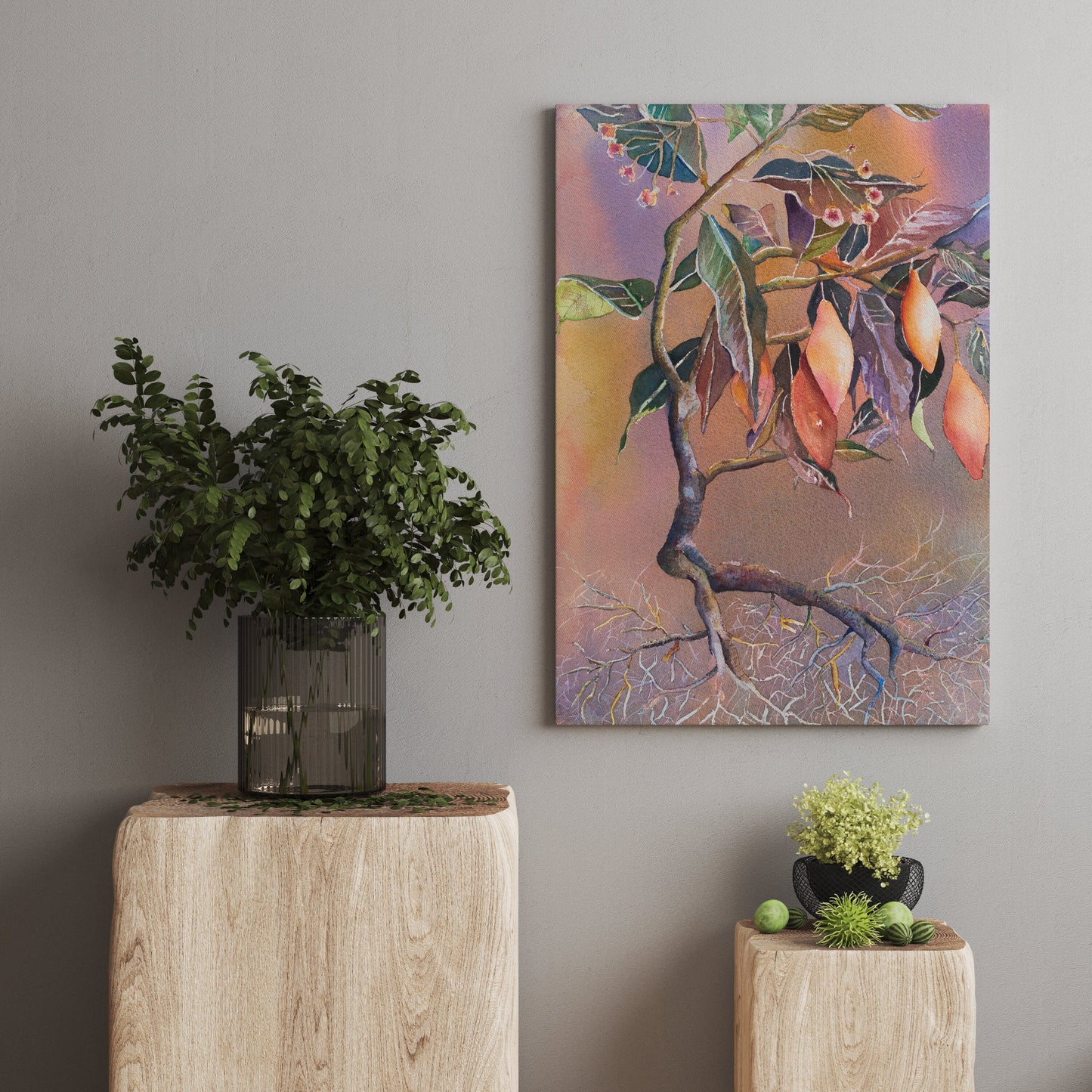 Tabernanthe Canvas Wrap artwork africa plant art African root watercolor