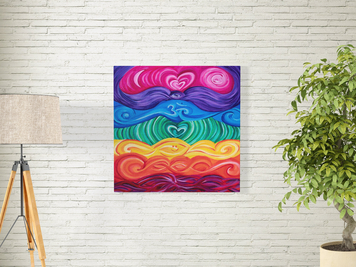 Chakra Art Canvas Wrap or Art print Unique Gift Spiritual gifts Chakras gift chakra Decor hippy art psychadelic colorful yoga art rainbow