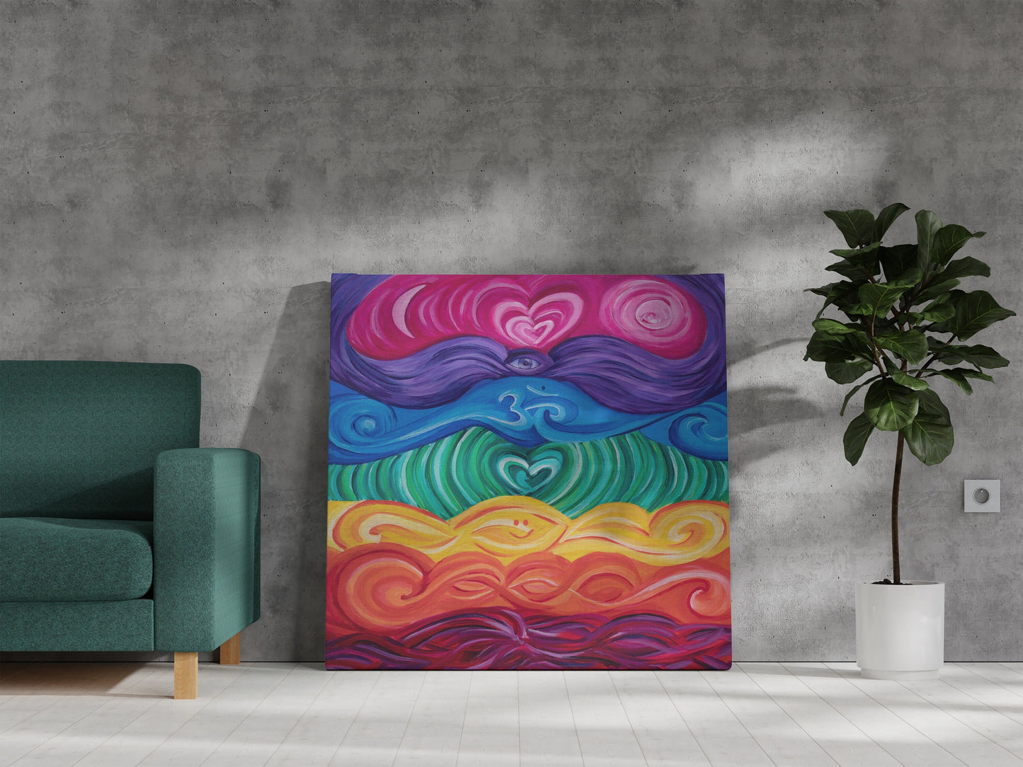 Chakra Art Canvas Wrap or Art print Unique Gift Spiritual gifts Chakras gift chakra Decor hippy art psychadelic colorful yoga art rainbow