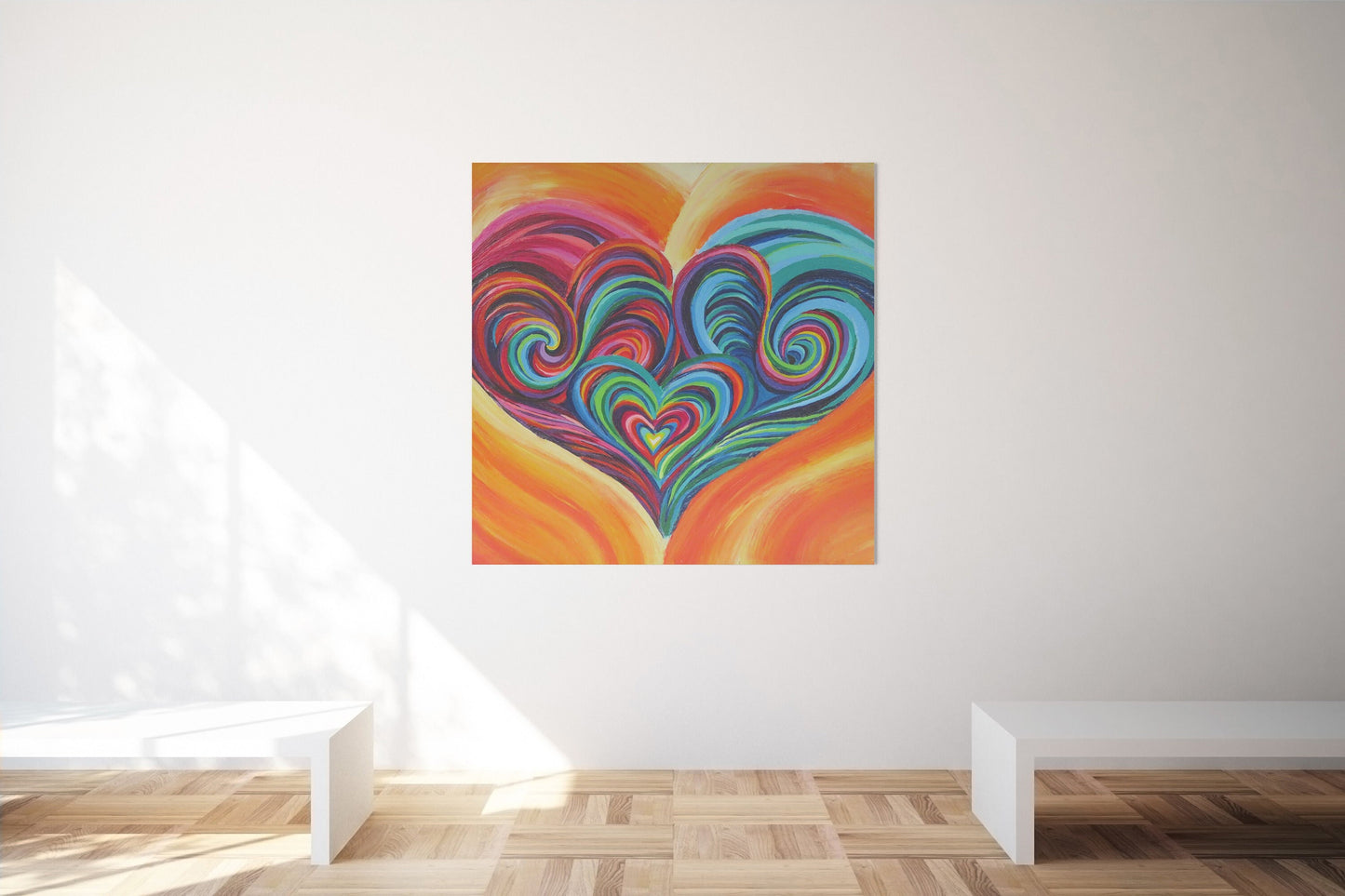 Heart Art Canvas Wrap or Art print colorful artwork framed kids hearts art Spiritual gifts hippy art psychadelic rainbow nursery art