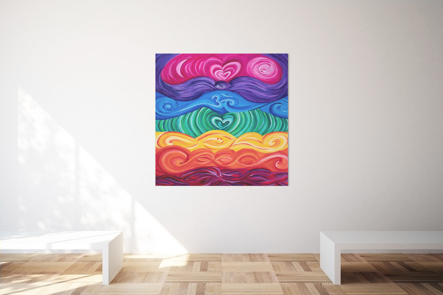 Chakra Art Canvas Wrap or Art print Unique Gift Spiritual gifts Chakras gift chakra Decor hippy art psychadelic colorful yoga art rainbow