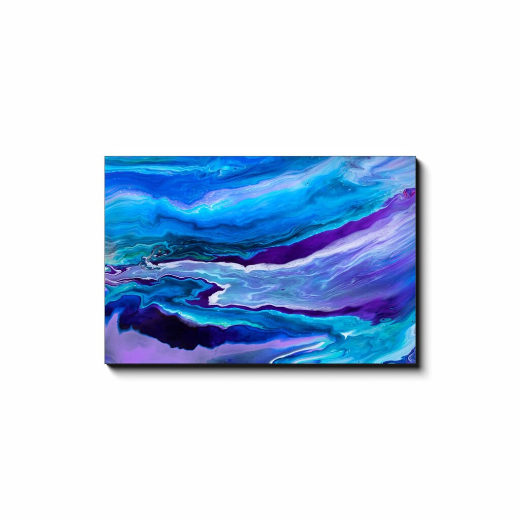 Dreamy Blue Abstract Canvas Wrap Landscape ocean artwork aqua turquoise purple art modern beach decor