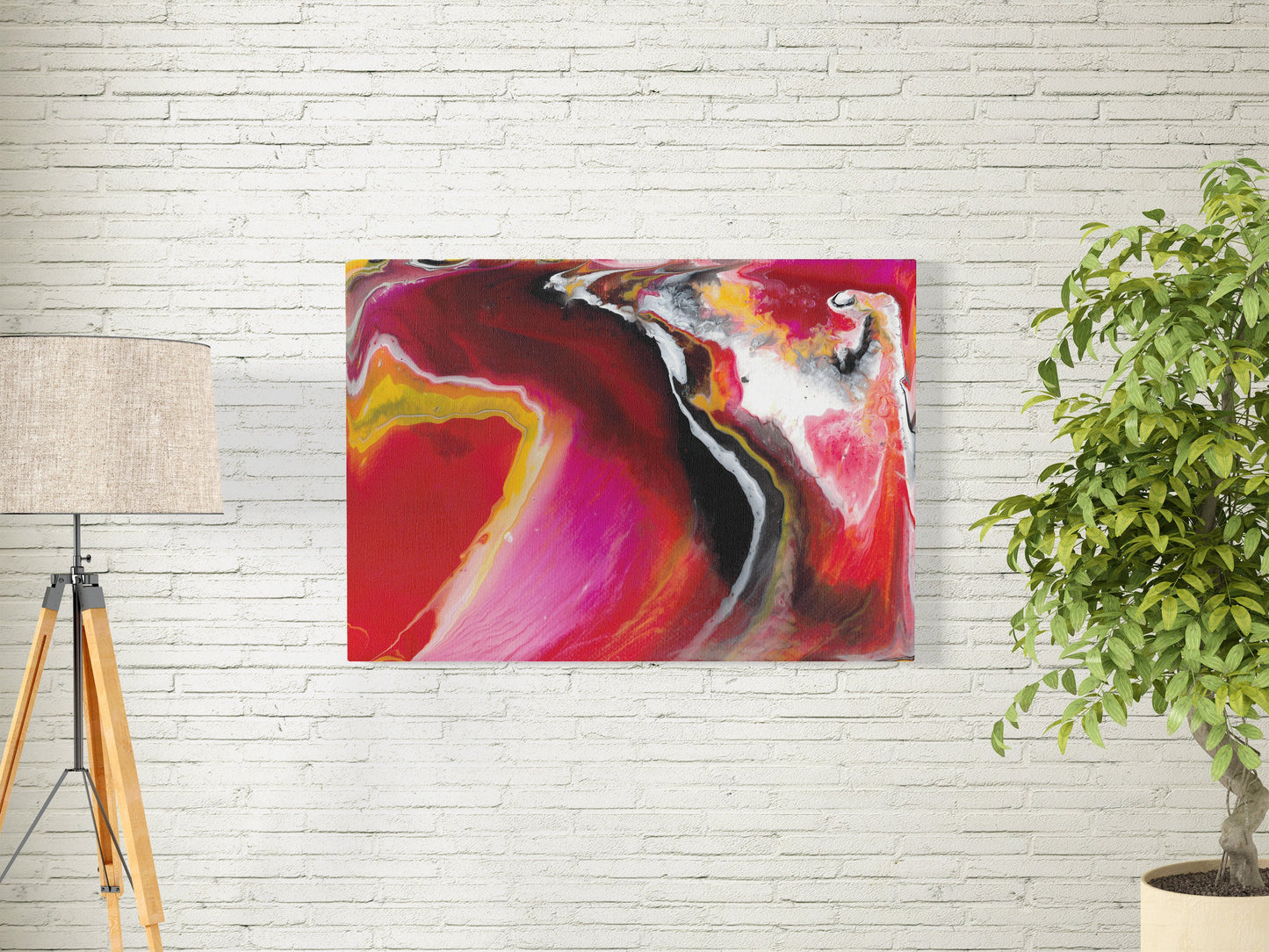 Abstract Red Yellow Canvas Wrap contemporary artwork modern art colorful bright