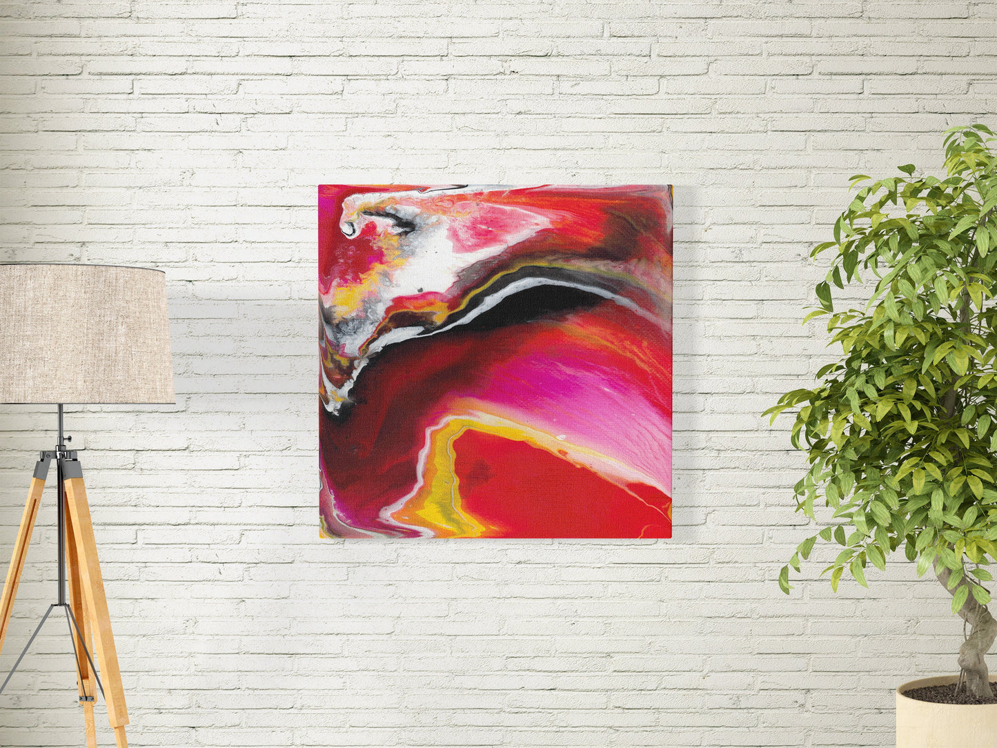 Abstract Red Yellow Canvas Wrap contemporary artwork modern art colorful bright