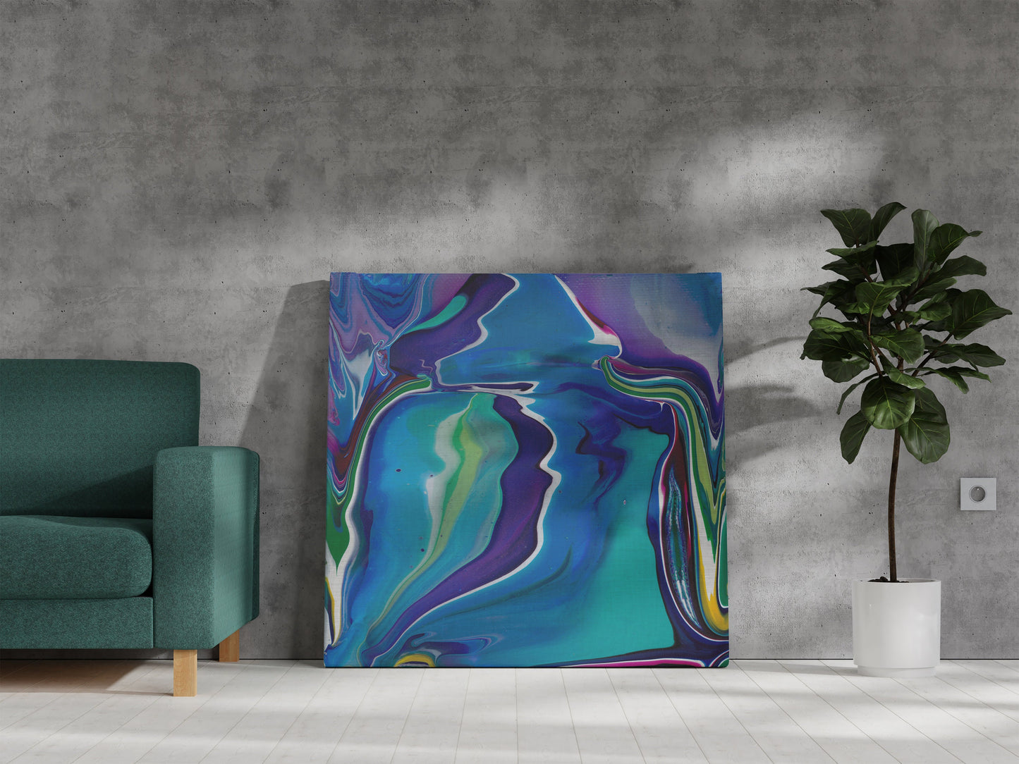 Abstract Blue Purple Canvas Wrap contemporary artwork modern art colorful bright
