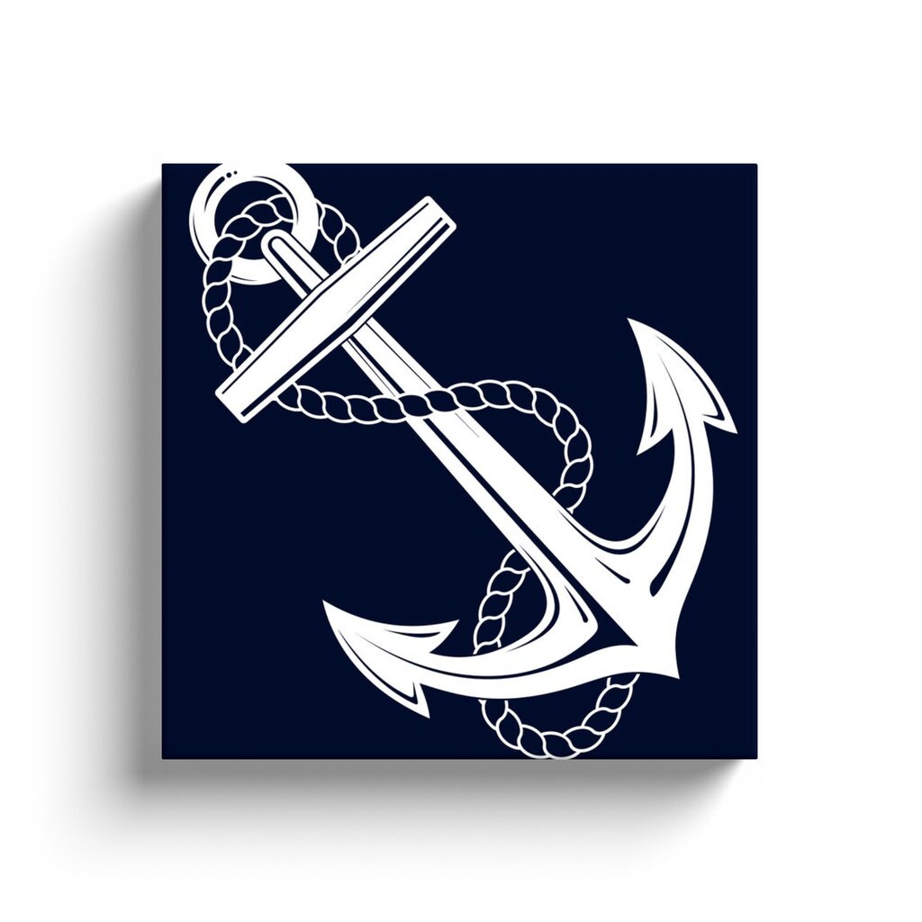 Anchor Canvas Wrap nautical boating anchors rope navy white wall art beach artwork coastal