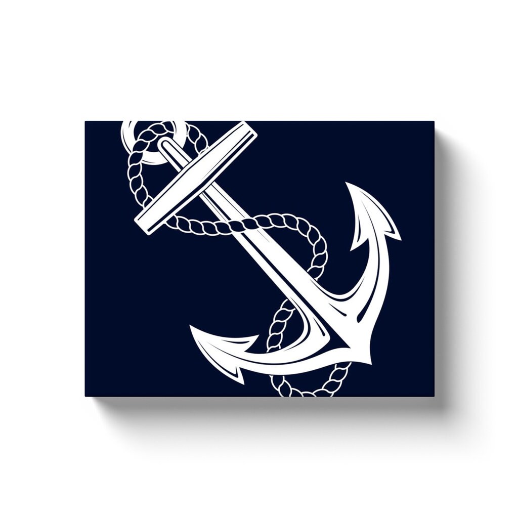 Anchor Canvas Wrap nautical boating anchors rope navy white wall art beach artwork coastal
