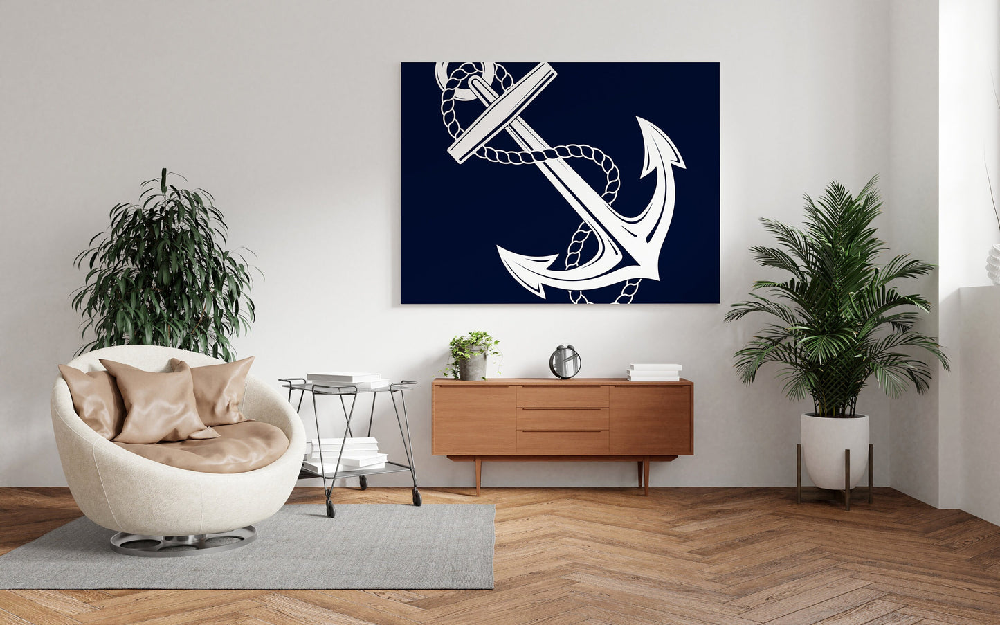 Anchor Canvas Wrap nautical boating anchors rope navy white wall art beach artwork coastal