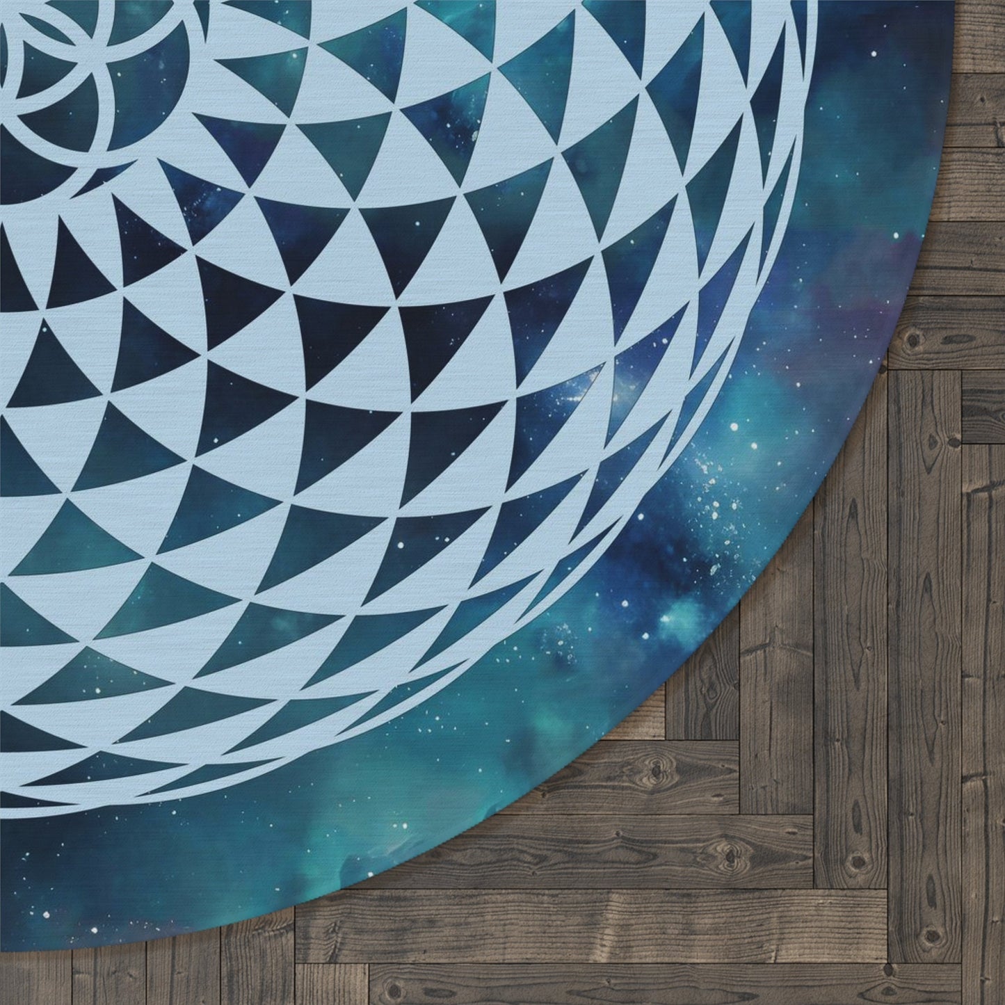 Torus Seed Sacred Geometry Round Rug 5FT Galaxy Rug blue 5'