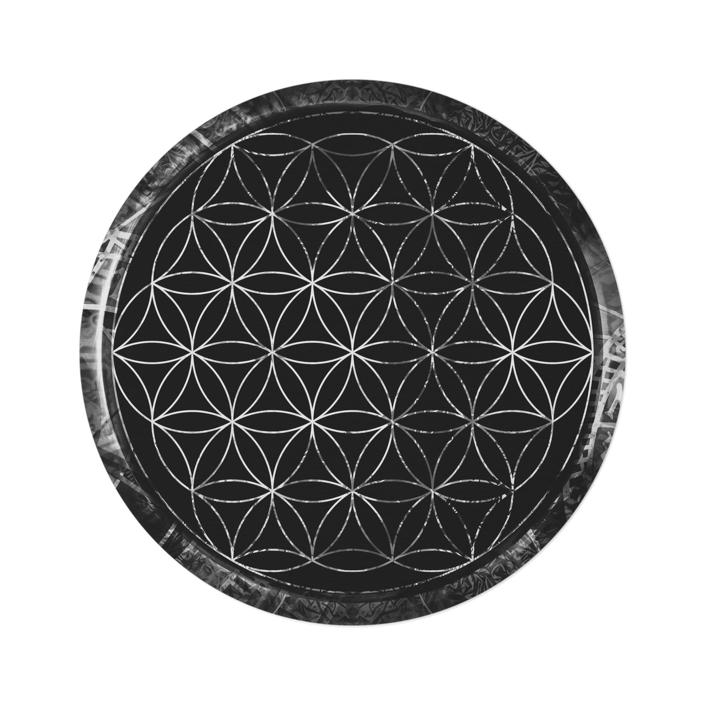 Sacred Geometry Rug flower of life Round 5FT Rug zodiac Rug black white gray 5' Floor Rug neutral colors