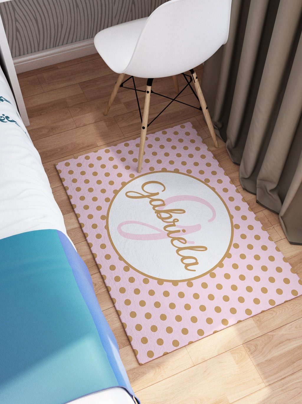 Pink gold Polka Dot Rug custom Name rugs letter personalised rug personalized girls rug custom gift rug custom area rugs custom rugs unique