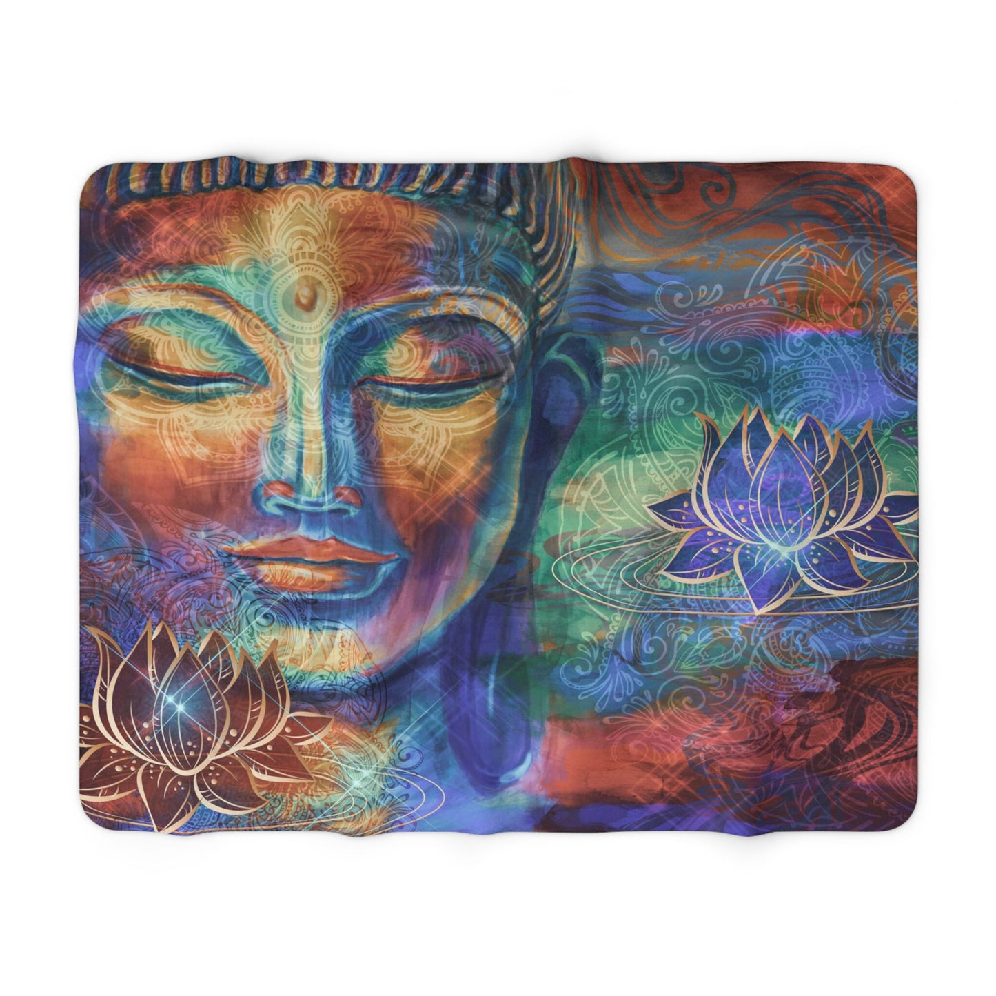 Buddha blanket lotus Buddha decor spa zen spiritual blanket sherpa minky throw blanket