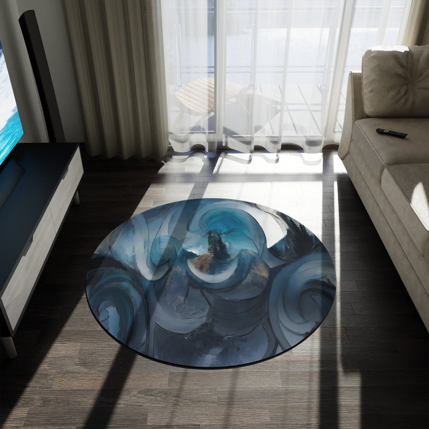 Abstract Art Rug Blue Rugs swirly unique Rugs 2x3 3x5 4x6 5x7 8x10 Large blue grey floormat