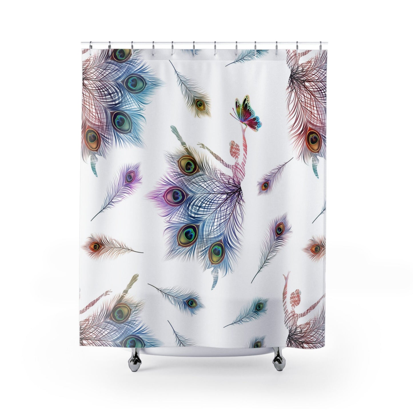 Peacock Dancer Shower Curtain girly shower curtains feathers shower curtain butterfly shower curtains ballerina shower