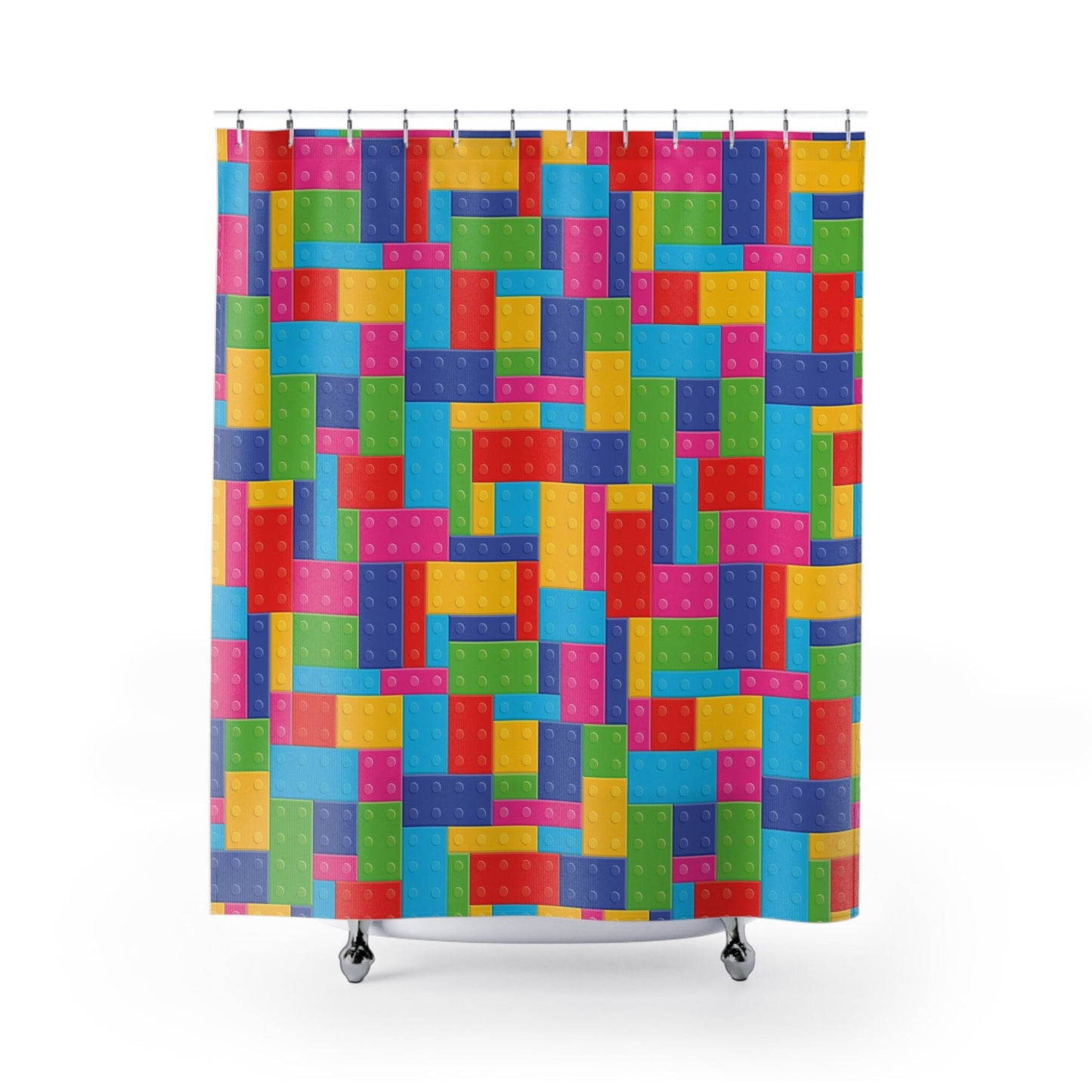 Building Blocks Kids Shower Curtain colorful bath decor building blocks bath mat bright childrens shower curtains unique