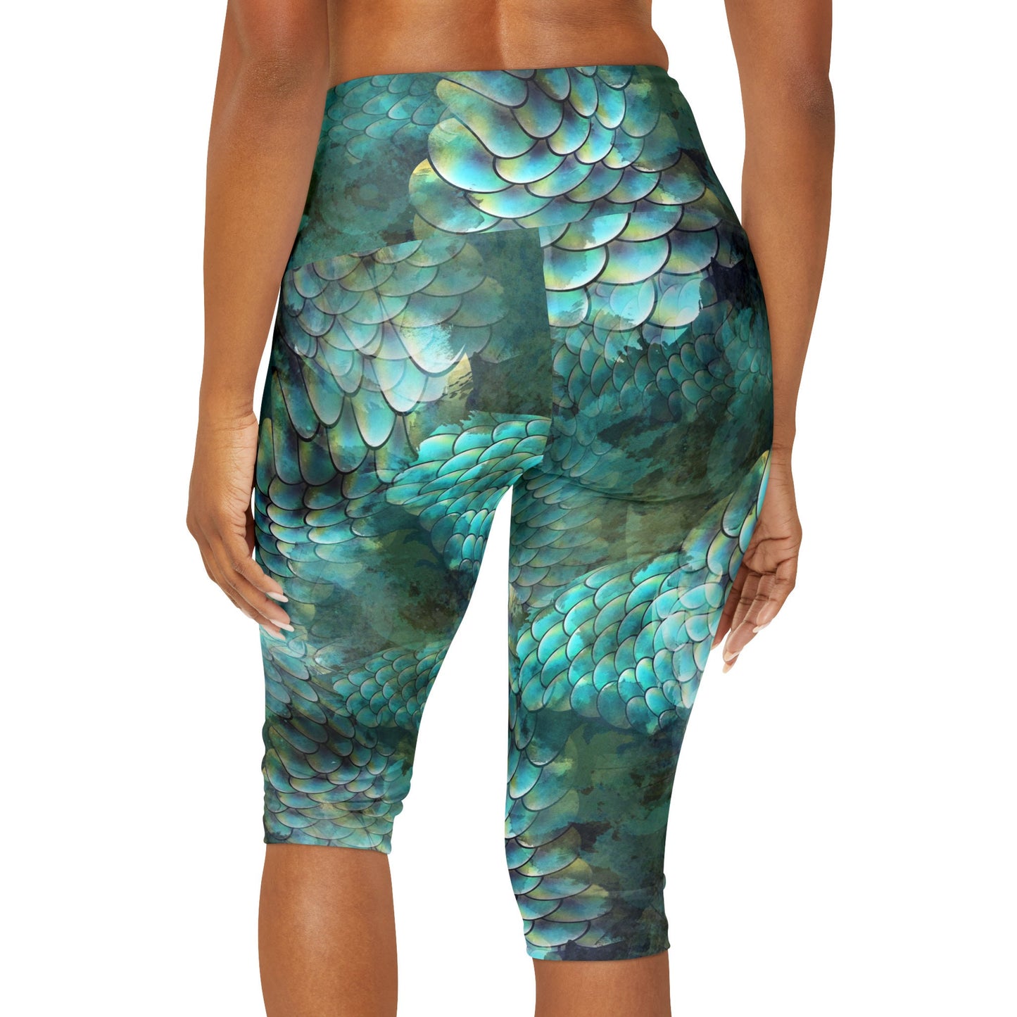 Mermaid yoga pants blue legging yoga pants capri or ankle length aqua leggings fish scales pants mermaids spandex