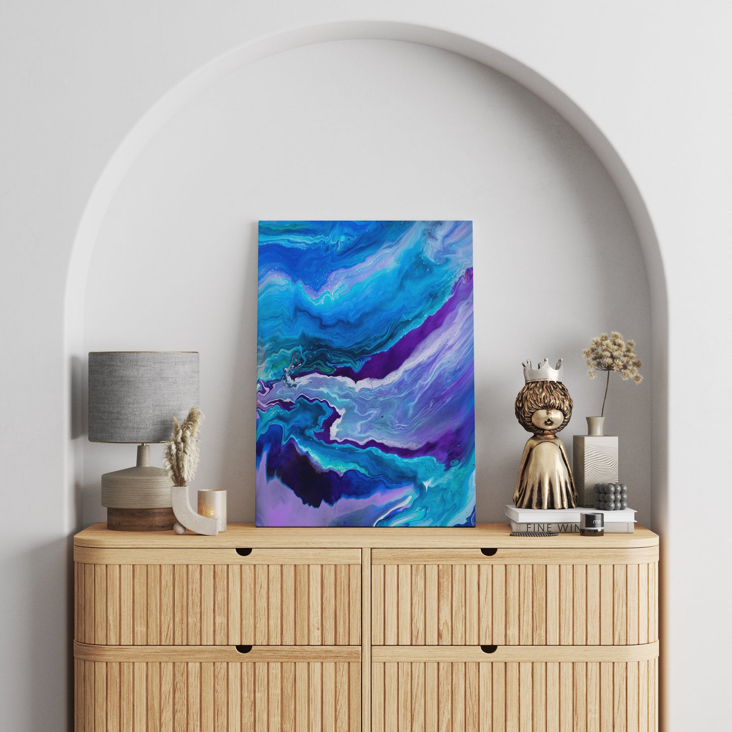 Dreamy Blue Abstract Canvas Wrap ocean artwork aqua turquoise purple art modern beach decor