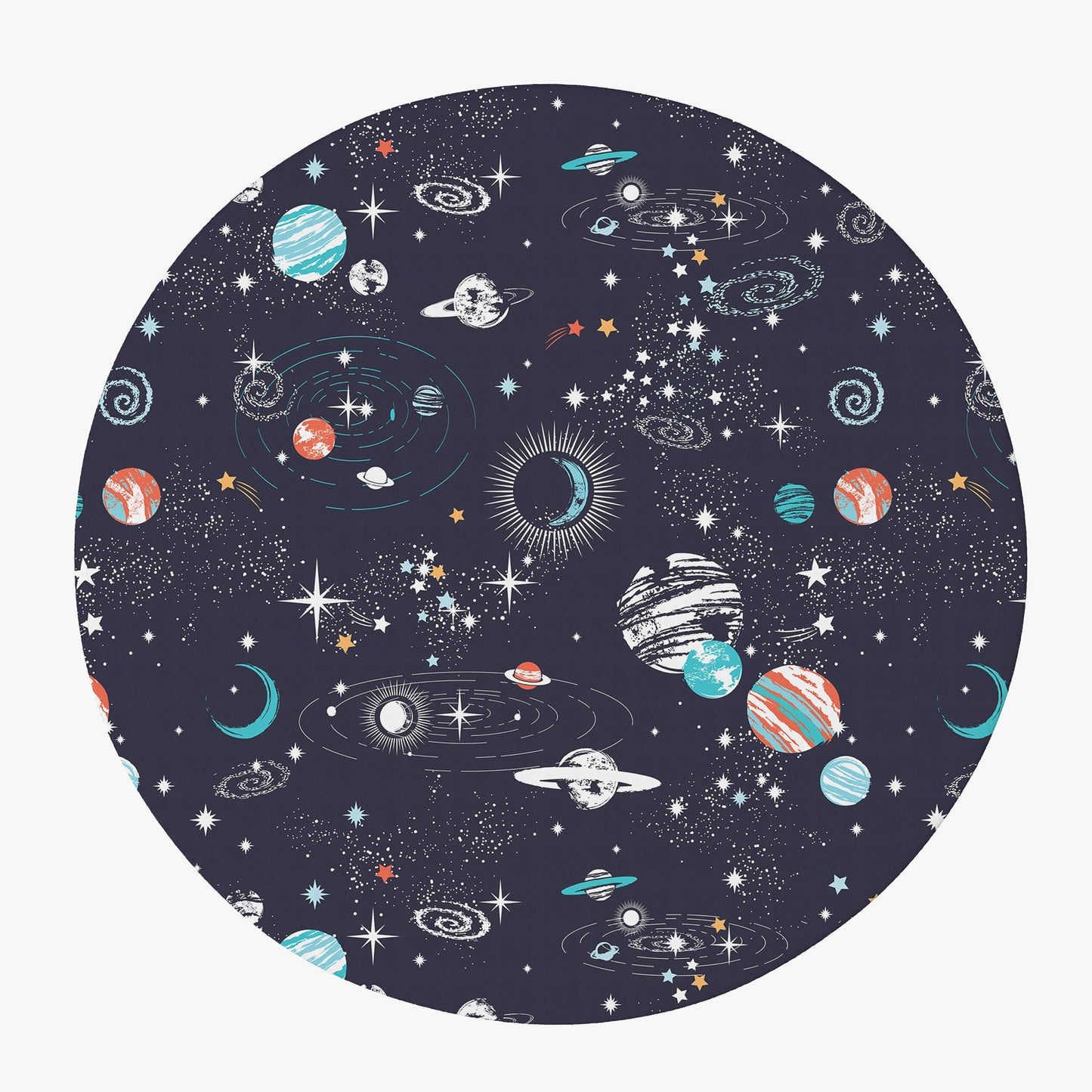 Space Galaxy Round Rug 5Ft blue orange space 5' Rug Girls Boys Rug kids Floor Rug space rugs galaxy rugs planets rug star constellations rug