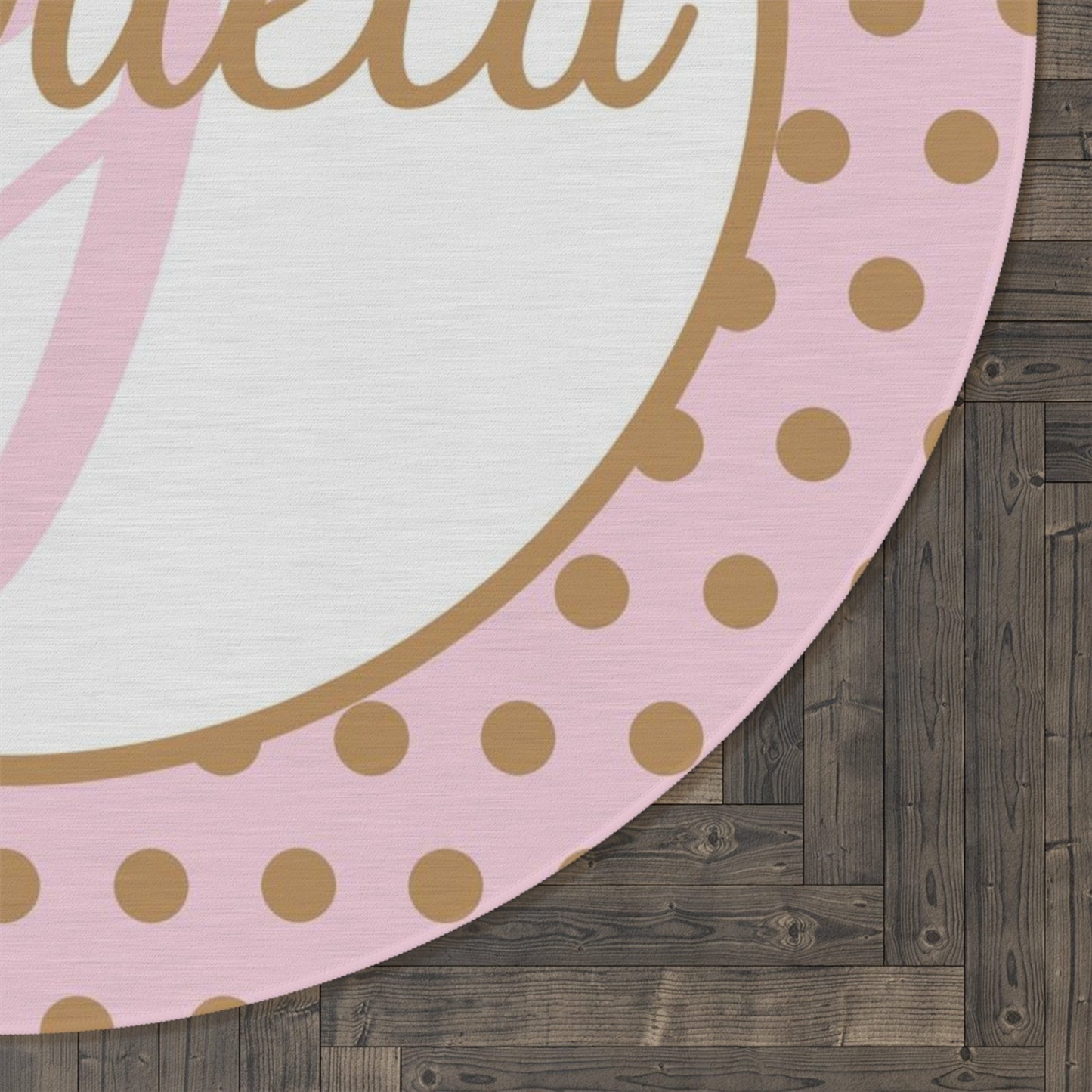 Pink gold Polka Dot Round 5FT Rug custom Name rugs letter personalised rug personalized girls rug custom gift rug custom area rugs