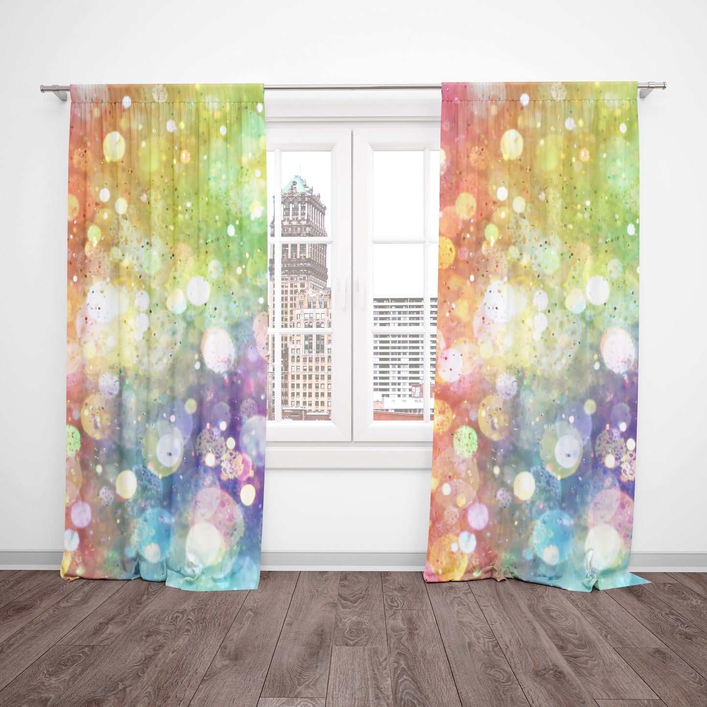 Confetti Window Curtains colorful Girly Drapery Curtain Panels fairy window treatment colorful rainbow curtain girls room pink curtains