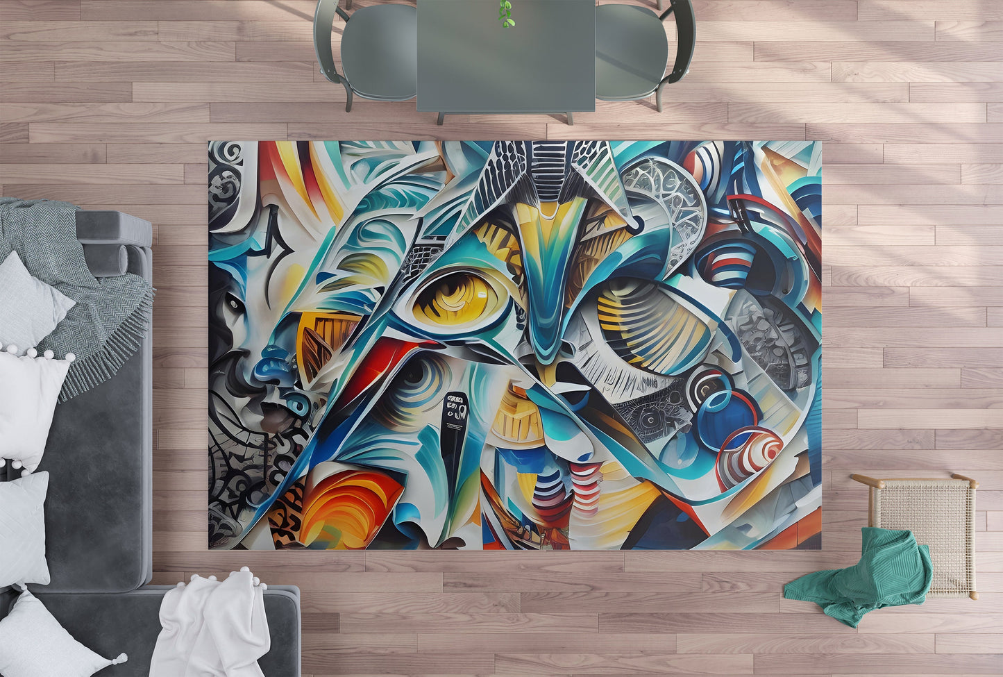 Abstract Rug graffiti blue orange african rugs colorful 2x3 3x5 5x7 round 8x10 large rugs africa floor mat street art
